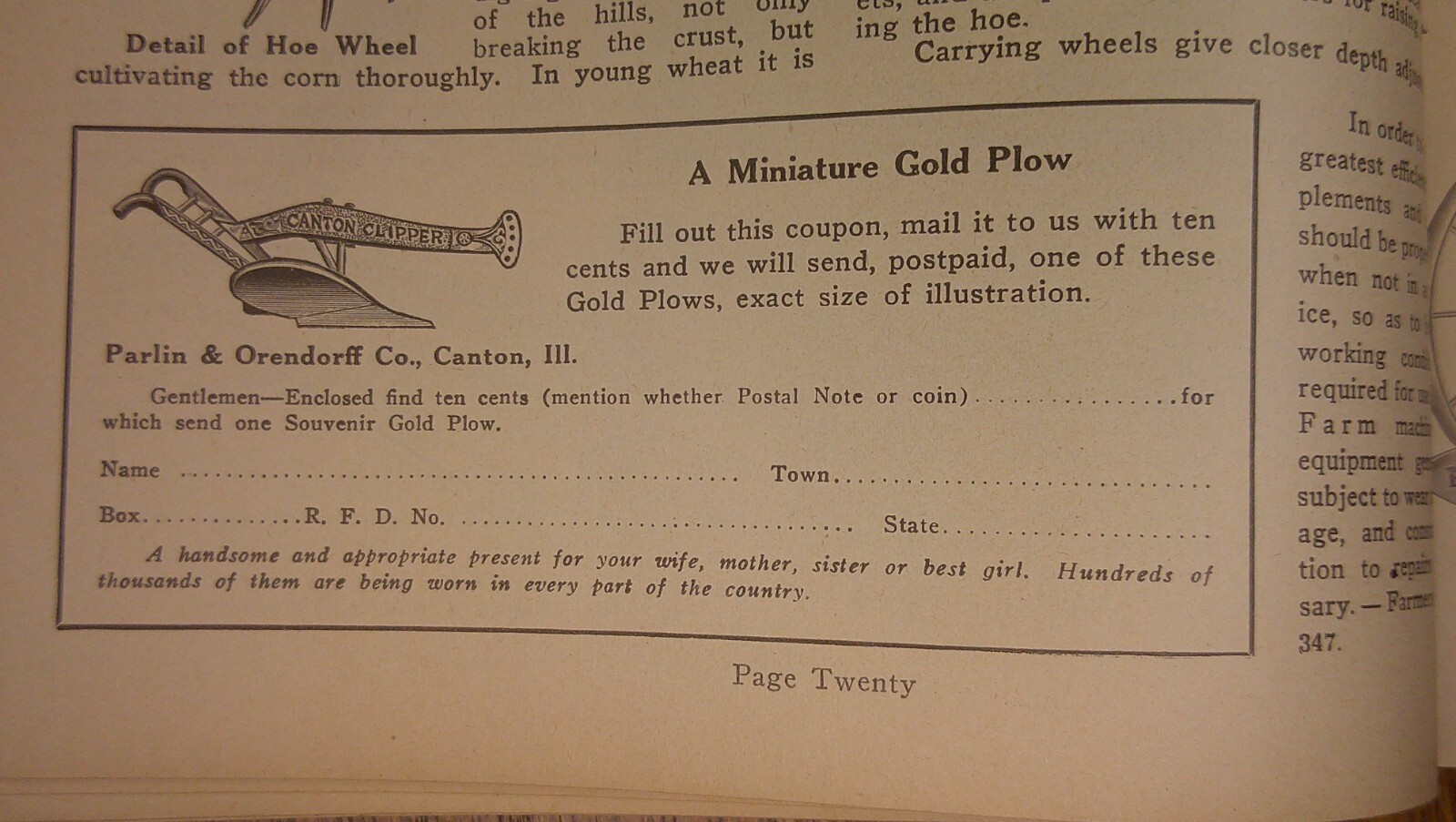 antique Advertising product booklet Parlin & Orendorff (P&O) Plow Canton, Ill 6B