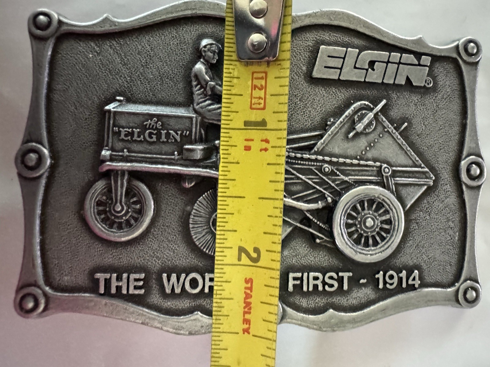 Elgin Original Agriculture Silver Gray Belt Buckle Advertising Collectible