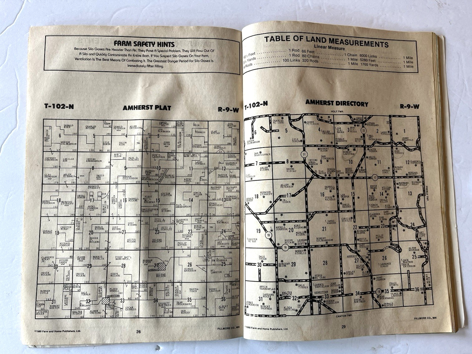 Vintage Filmore County MN Farm & Home Plat Directory 1988 Chatfield Preston