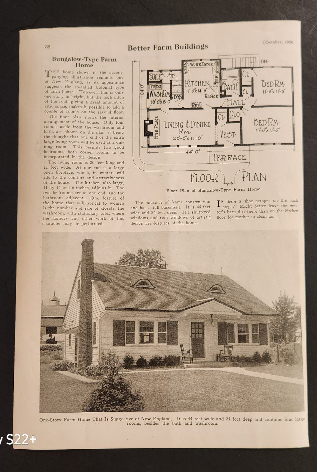 1926 Bungalow Type Farm Home Floor Plan Original Farm Mechanics Print Page