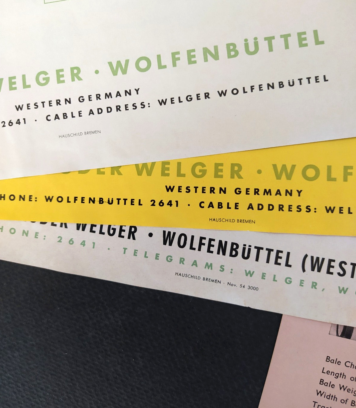 VINTAGE « WELGER » 1954 GERMAN BALERS 4 BROCHURES LOT AGRICULTURAL MACHINERY