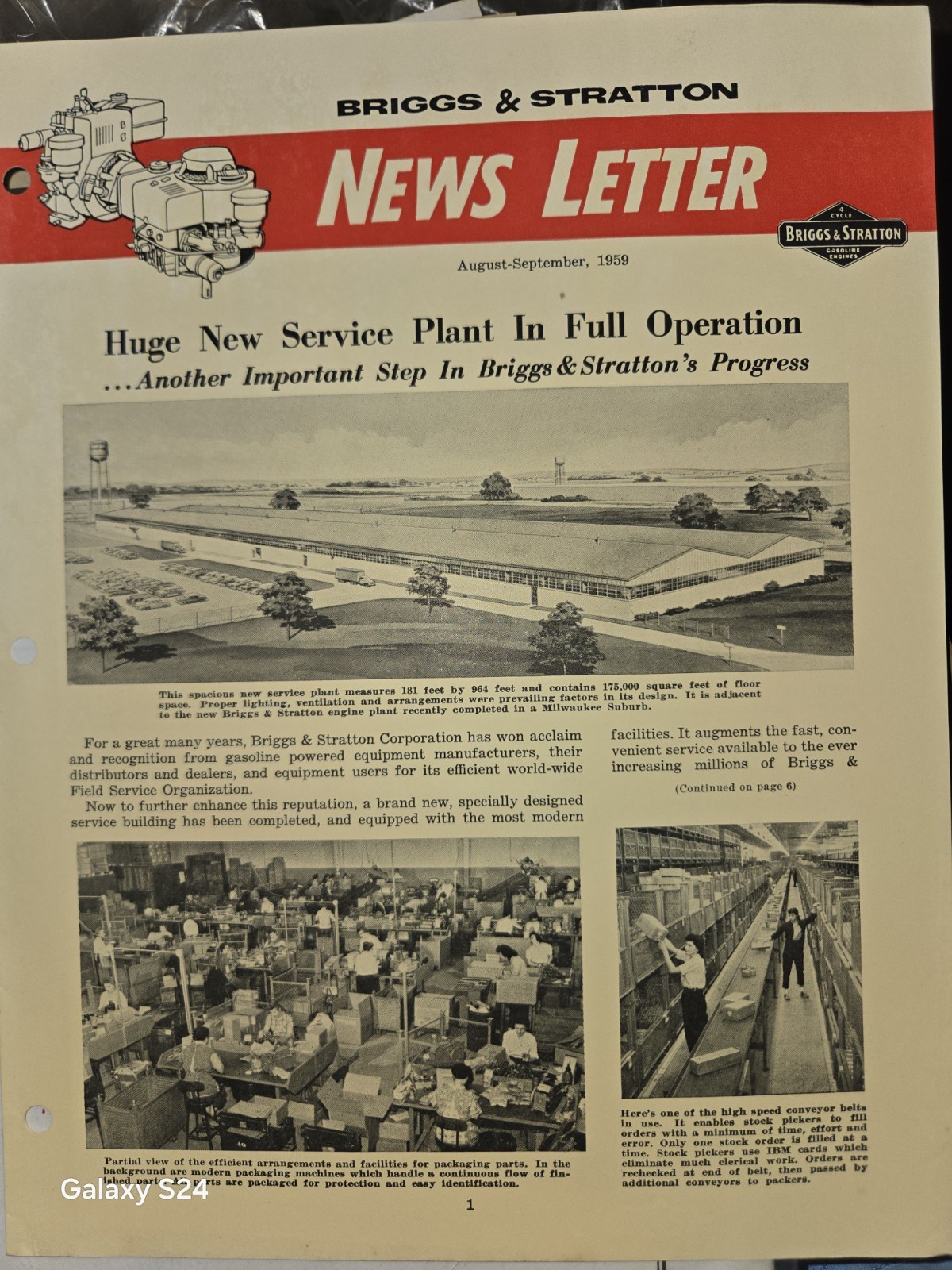 AUGUST-SEPTEMBER 1959 ISSUE BRIGGS AND STRATTON NEWSLETTER