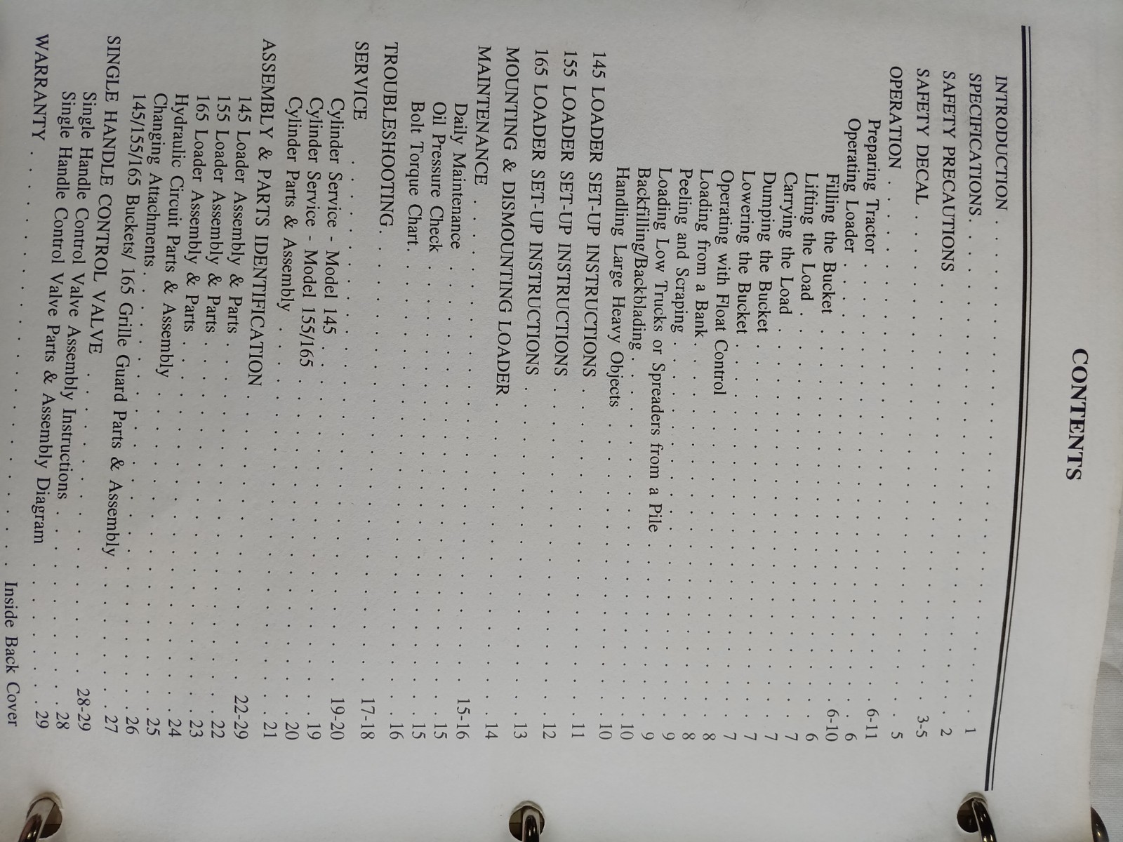 2 DUAL Loader For Tractors Owners Manual 115, 145, 155, 165