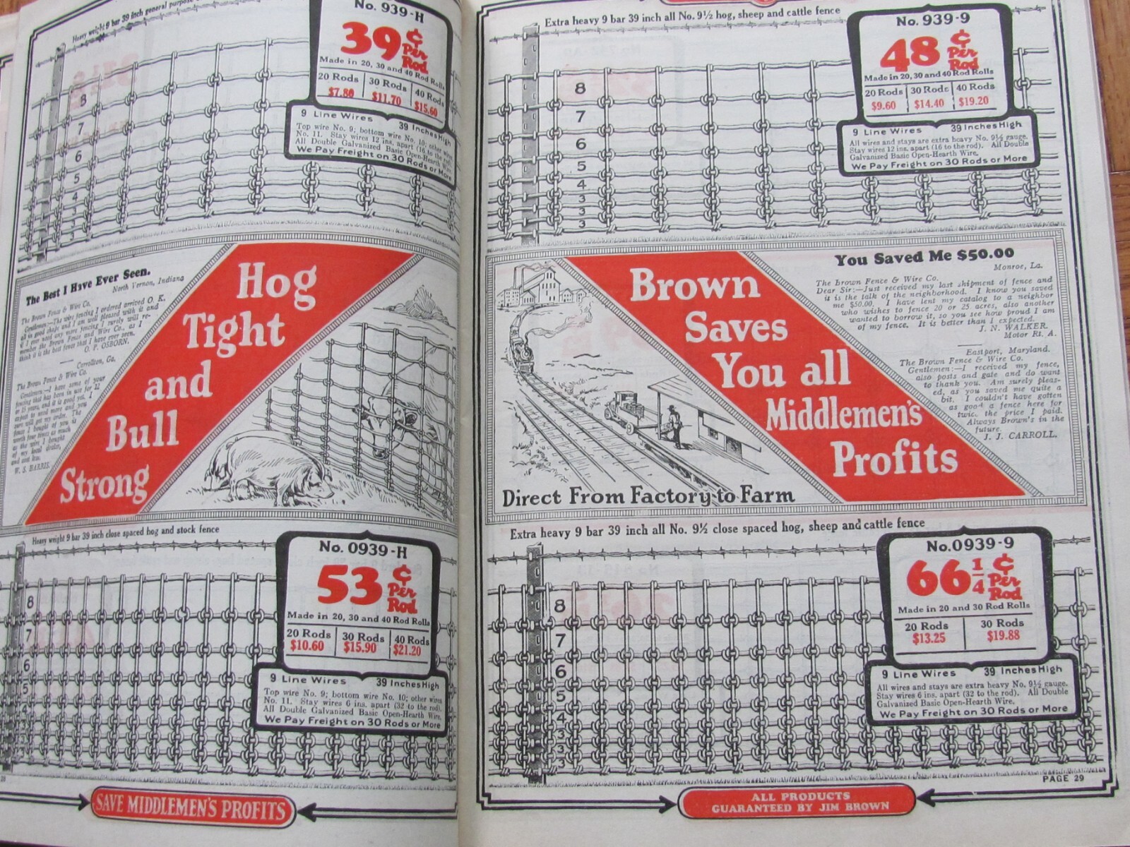 Jim Brown&rsquo;s 1928 Bargain Book Brown Fence Wire Co Cleveland Catalog