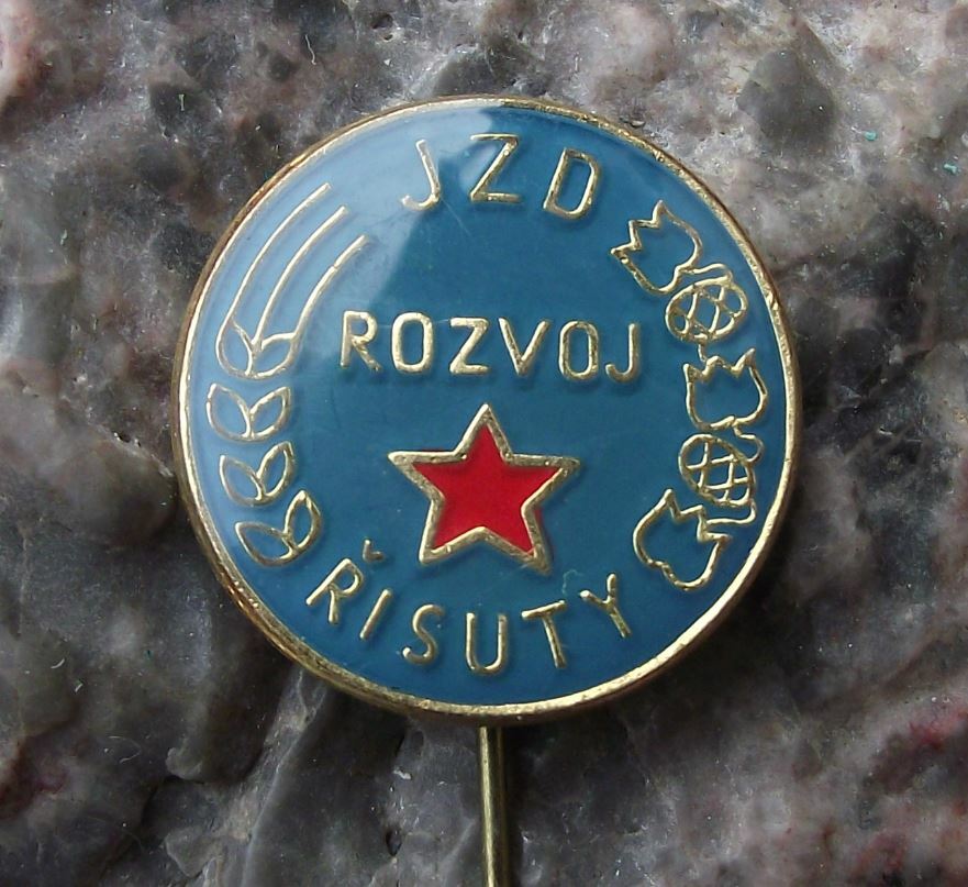 Vintage JZD Risuty Czech Agricultural Collective Farming Union Farm Pin Badge