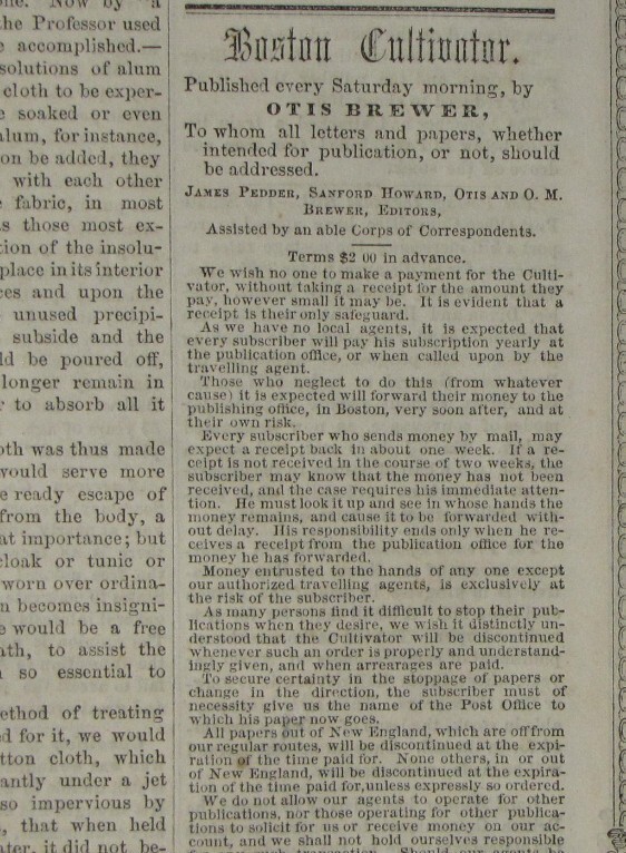 Antique 1859 Boston Massachusetts Farm News Newspaper