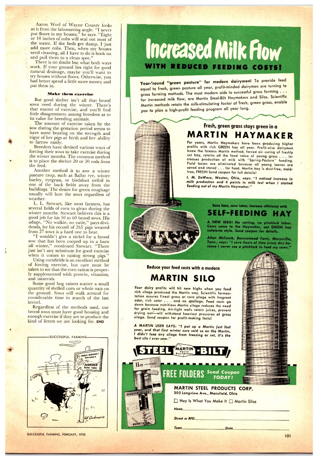 Original 1950 – Martin Steel – Bilt Silo Print Ad (5.5in x 12in)