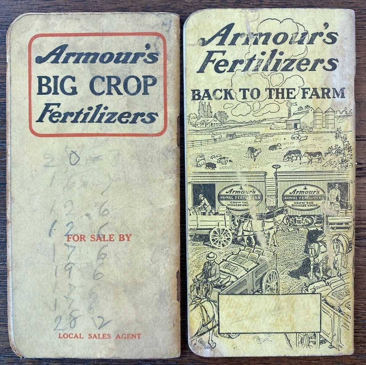 Armours Fertilizers Farmer Pocket Memo Book Reference Calendars Used 1918 1921