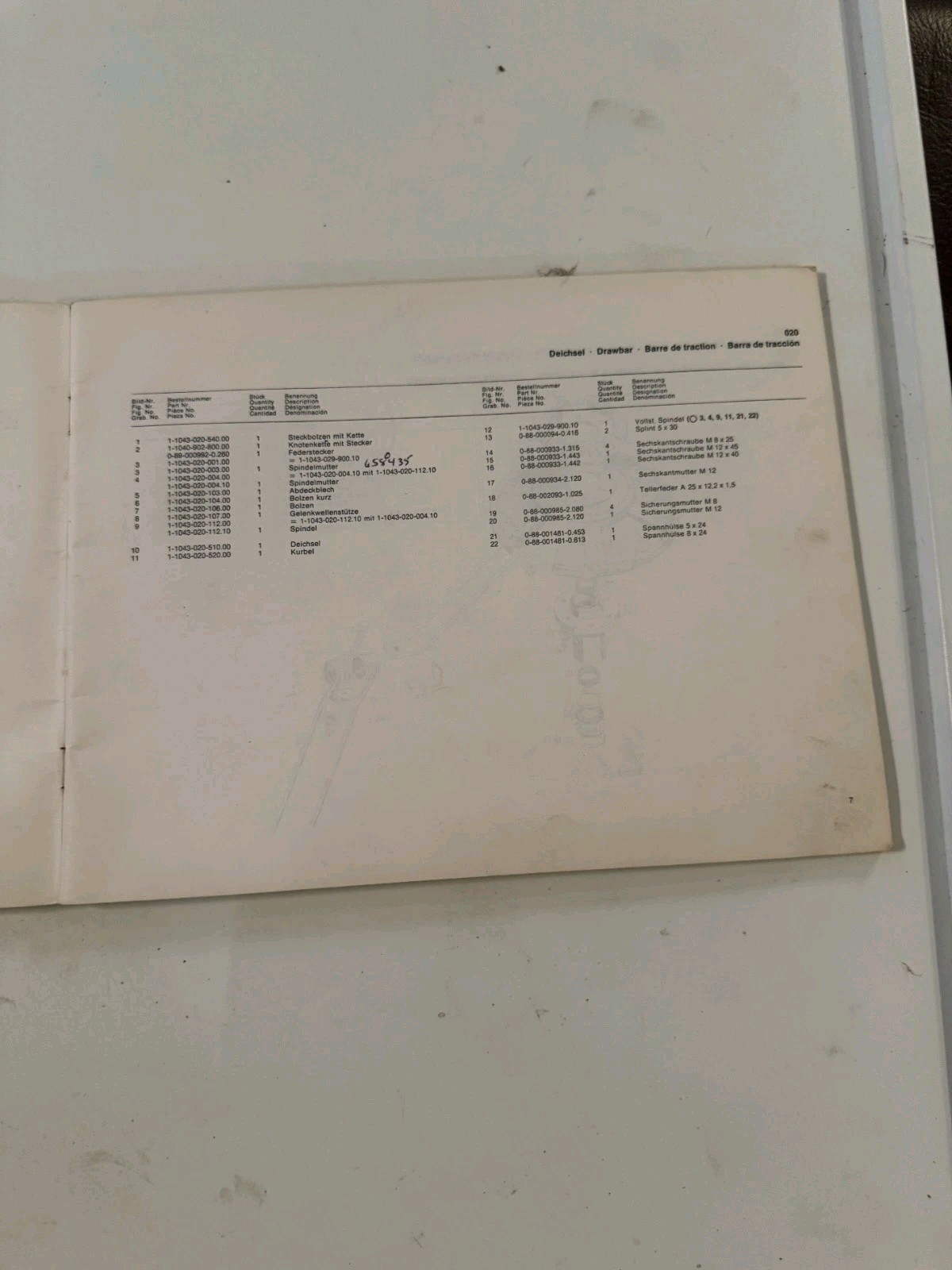 Deutz Fahr KH 40 / KH 40 D/ KH 40 DN Spare Parts List 1989