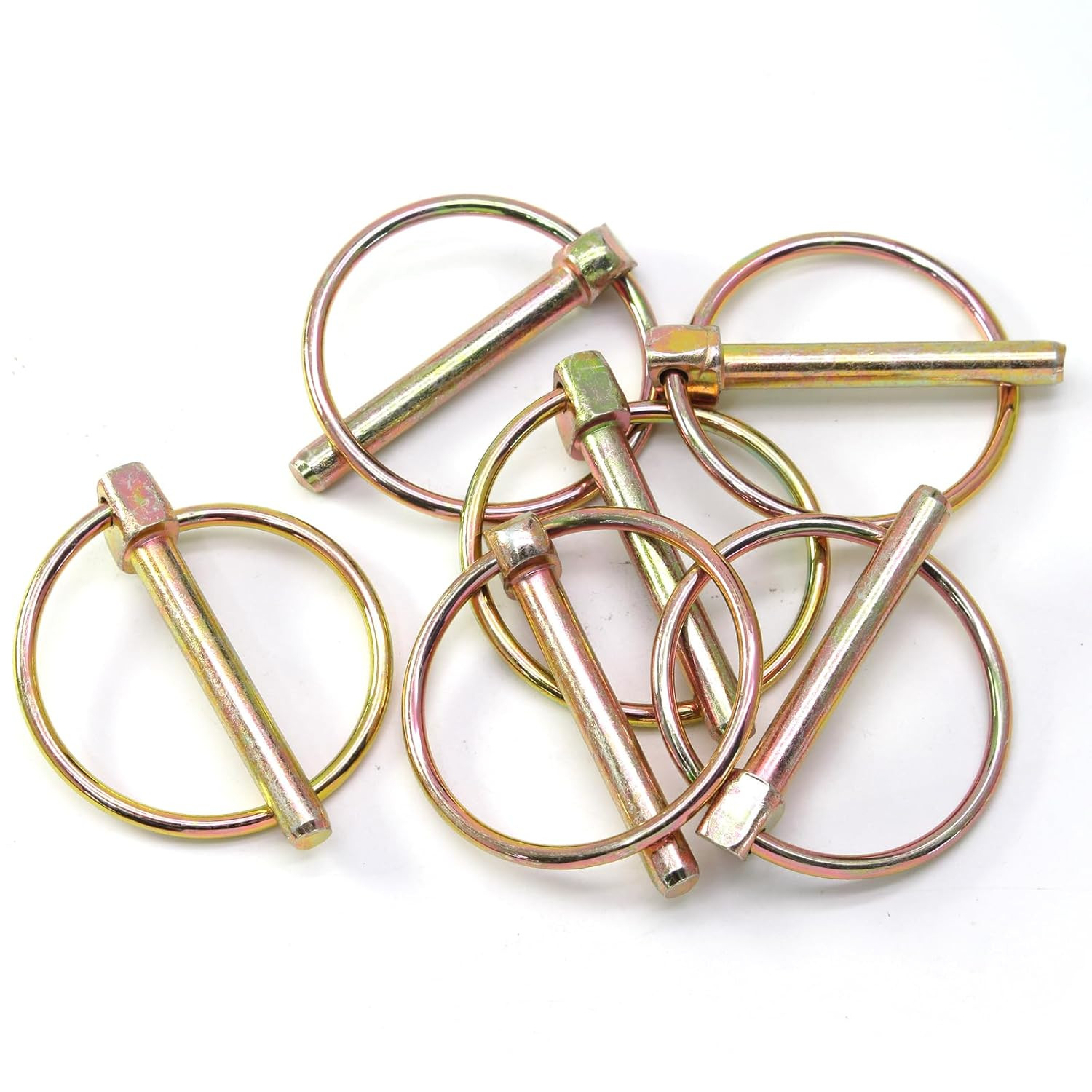 6 Pcs 1/4 Inch Lynch Pin with Ring, Heavy Duty round Linch Pins Assortment for F