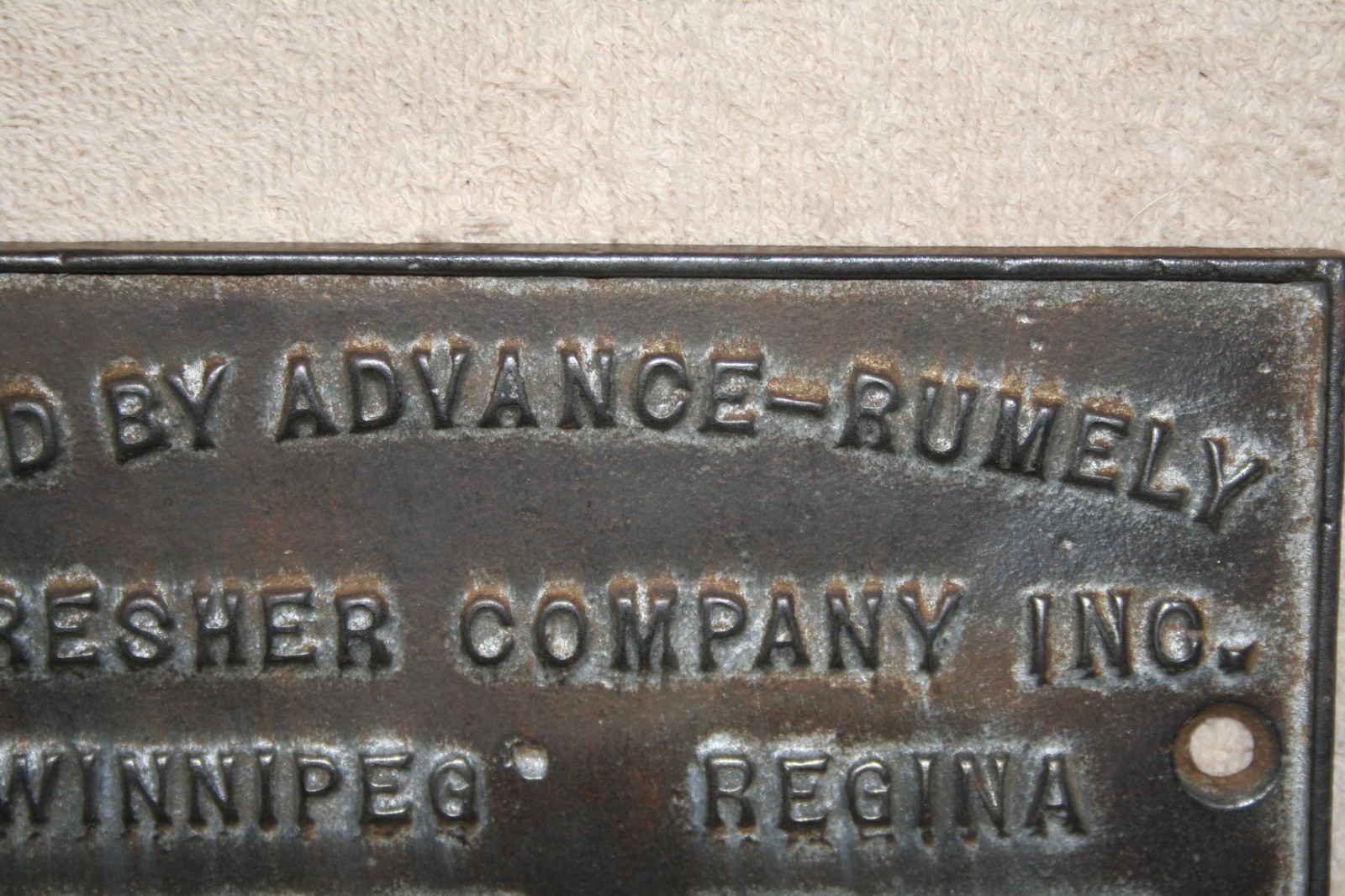 ADVANCE-RUMLEY TRACTOR & IMPLEMENT PLATE