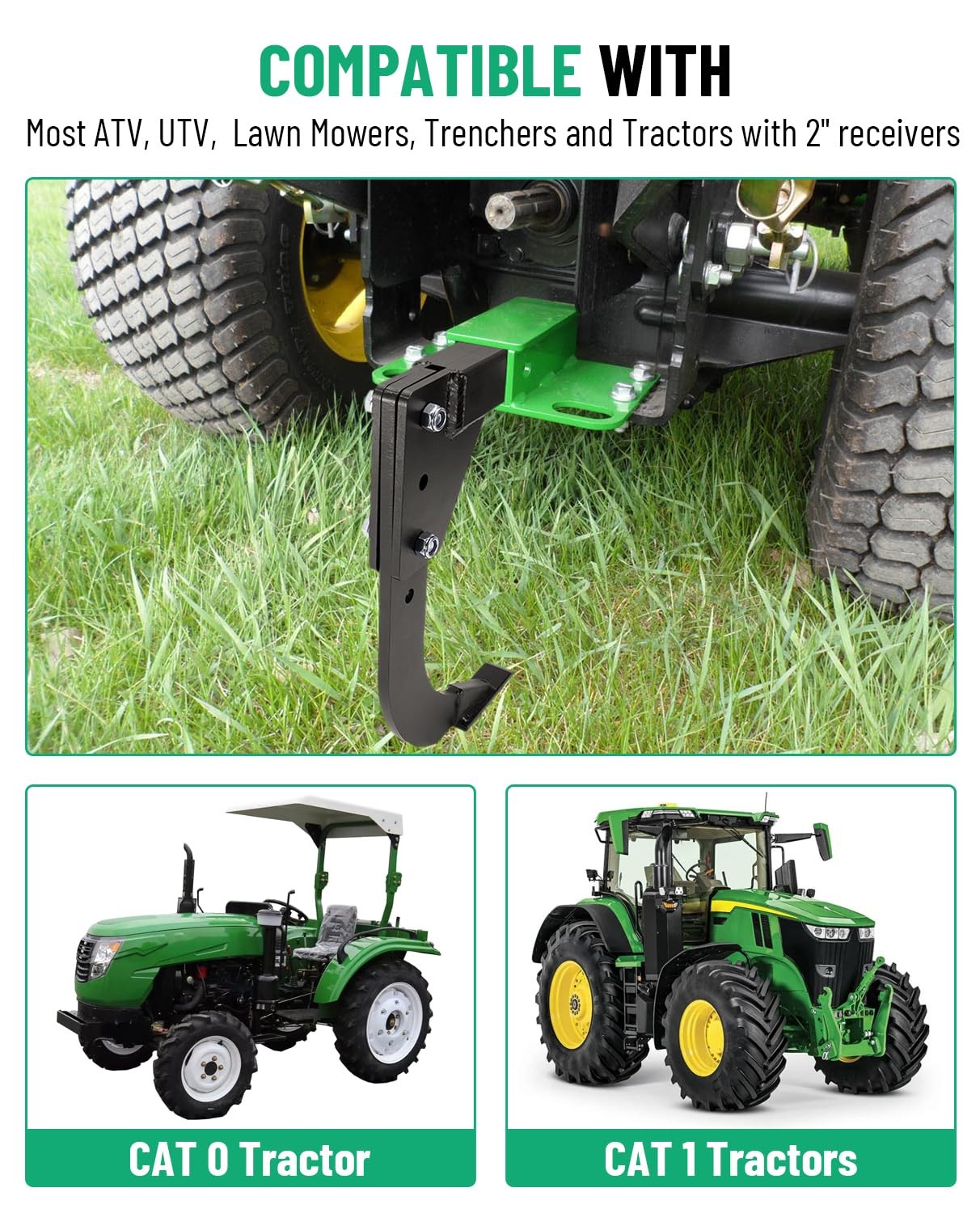 Racewill Upgraded Hitch Mounted Ripper for ATV/UTV/Tractor/Lawn Mower with 2 …