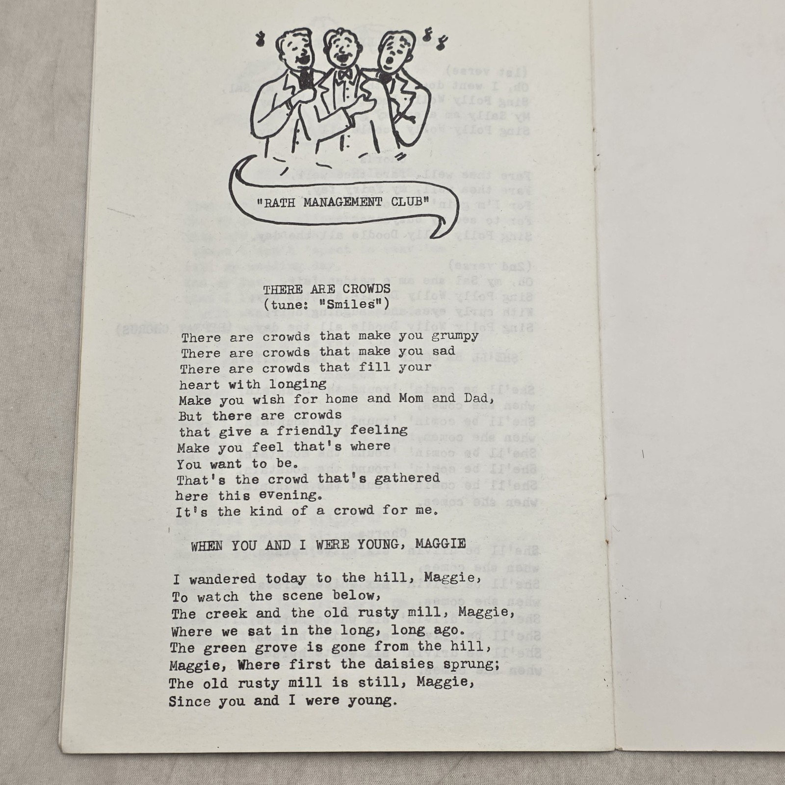 Rath Management Club Songs Book May 1952 Waterloo Iowa Meat Packing Packer 50s