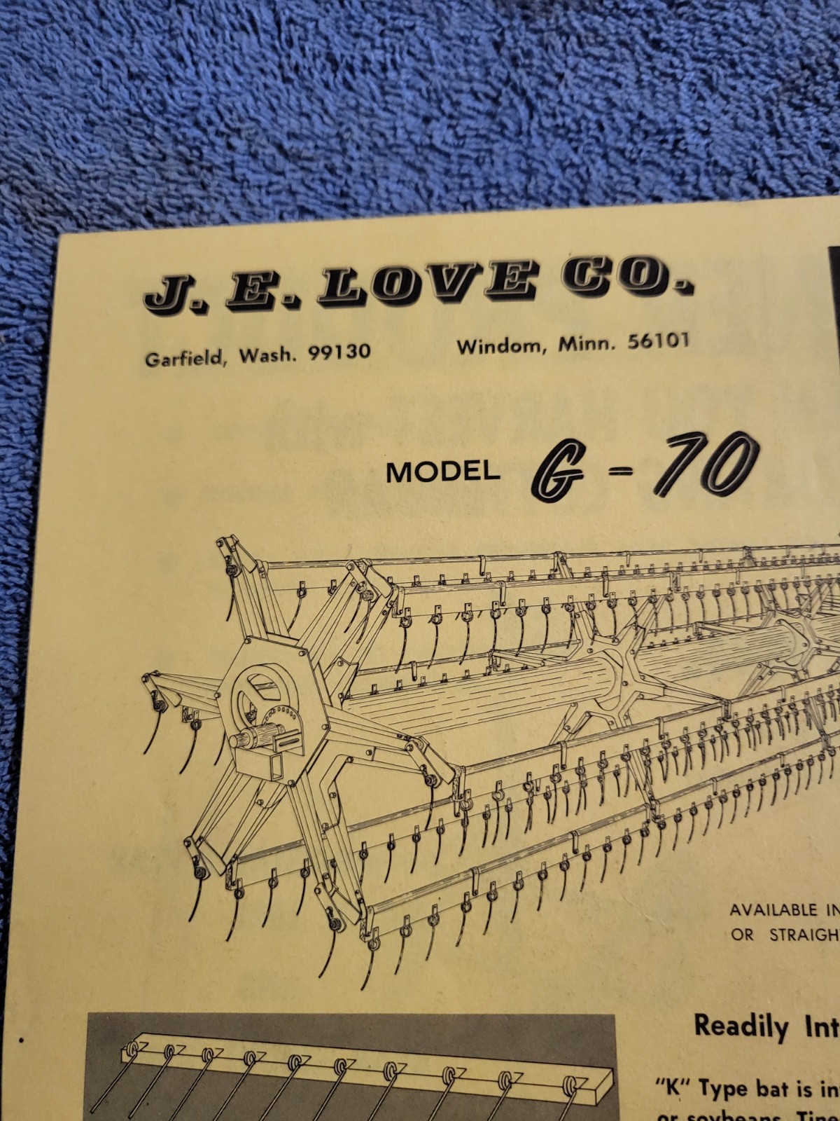 JE LOVE Vintage 1969 Brochure Flexible Floating Cutter Bar Harvesting Equipment