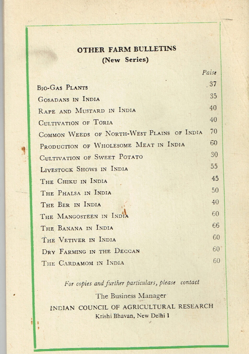 Vintage 1960s Farm Brochure India New Delhi Sitaphal Other Annona Fruits