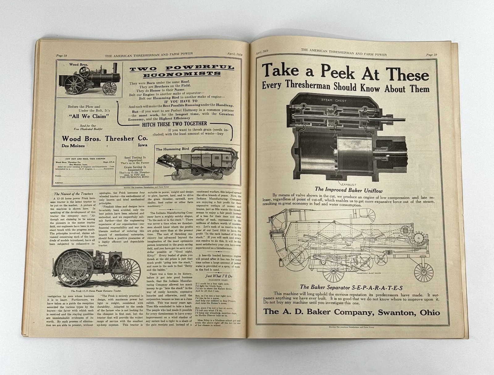 The American Thresherman & Farm Power MAGAZINE April 1918 MADISON, WIS.