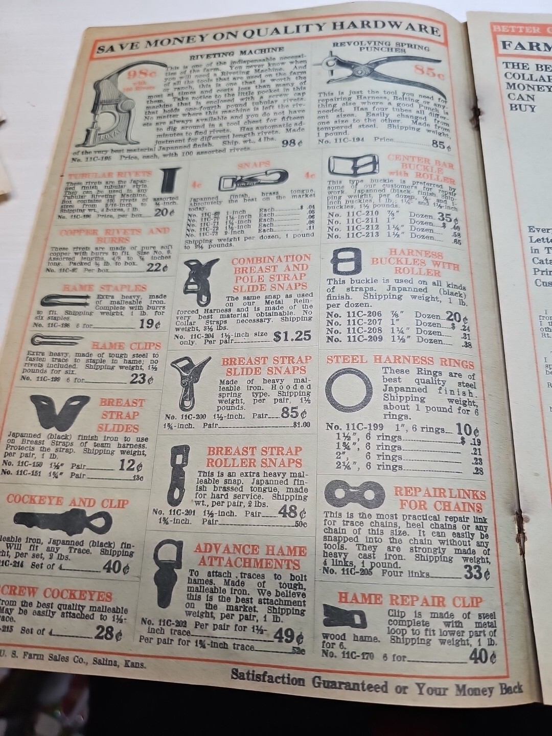 1900s U.S. FARM SALES CO. SALLINA KANSAS CATALOG Farm Sales Catalog Book