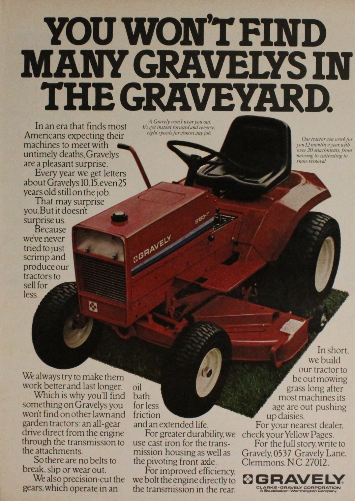 Gravely Riding Lawn Mower Magazine Picture Ad Original Vtg Wall Art Retro