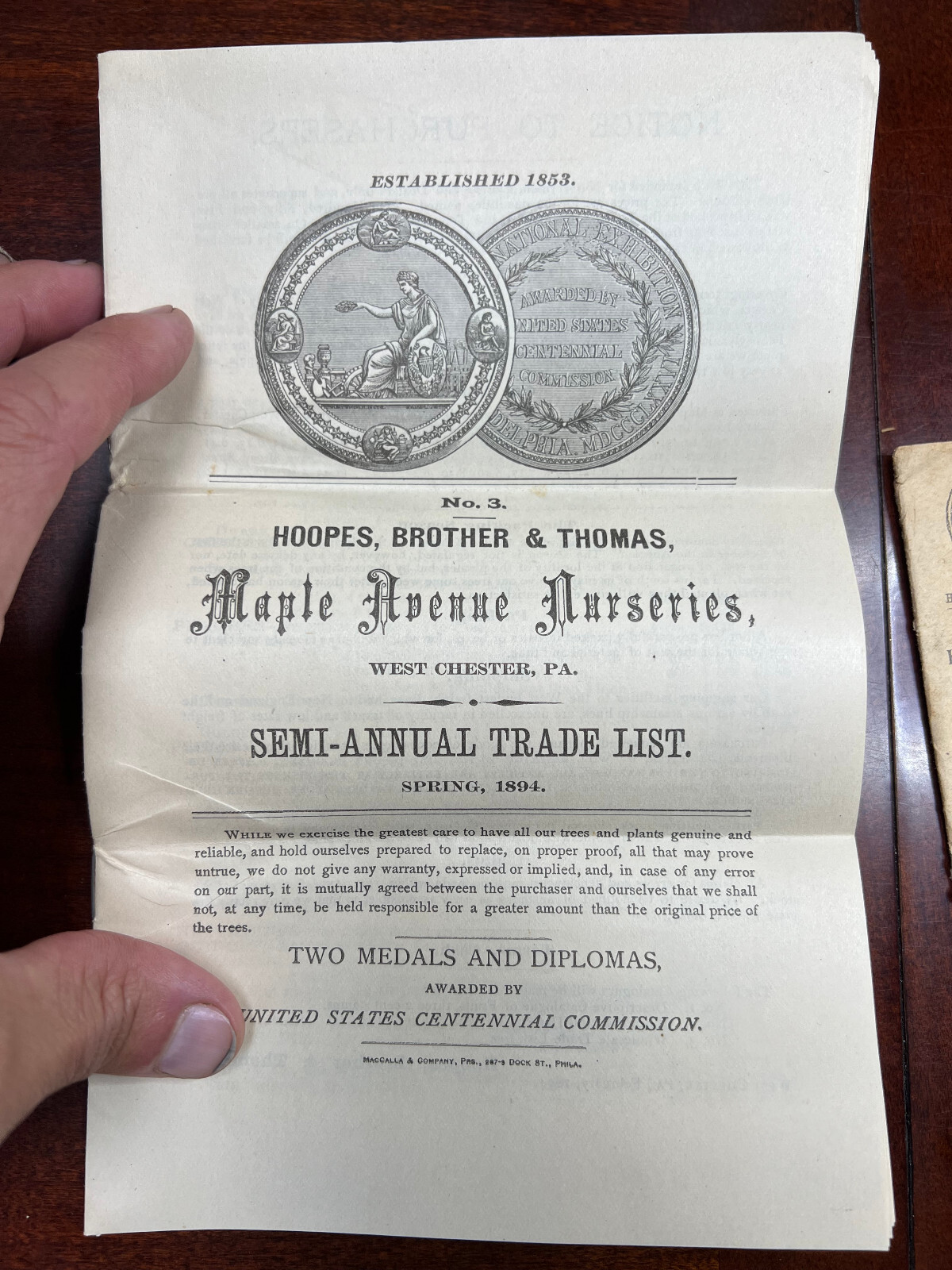 Hoopes Bro & Thomas Maple Ave Nurseries West Chester, Pa Catalogue & Envelope
