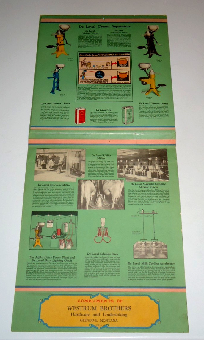 1934 ADVERTISING CALENDAR DE LAVAL SEPARATOR BEAUTIFUL CONDITION