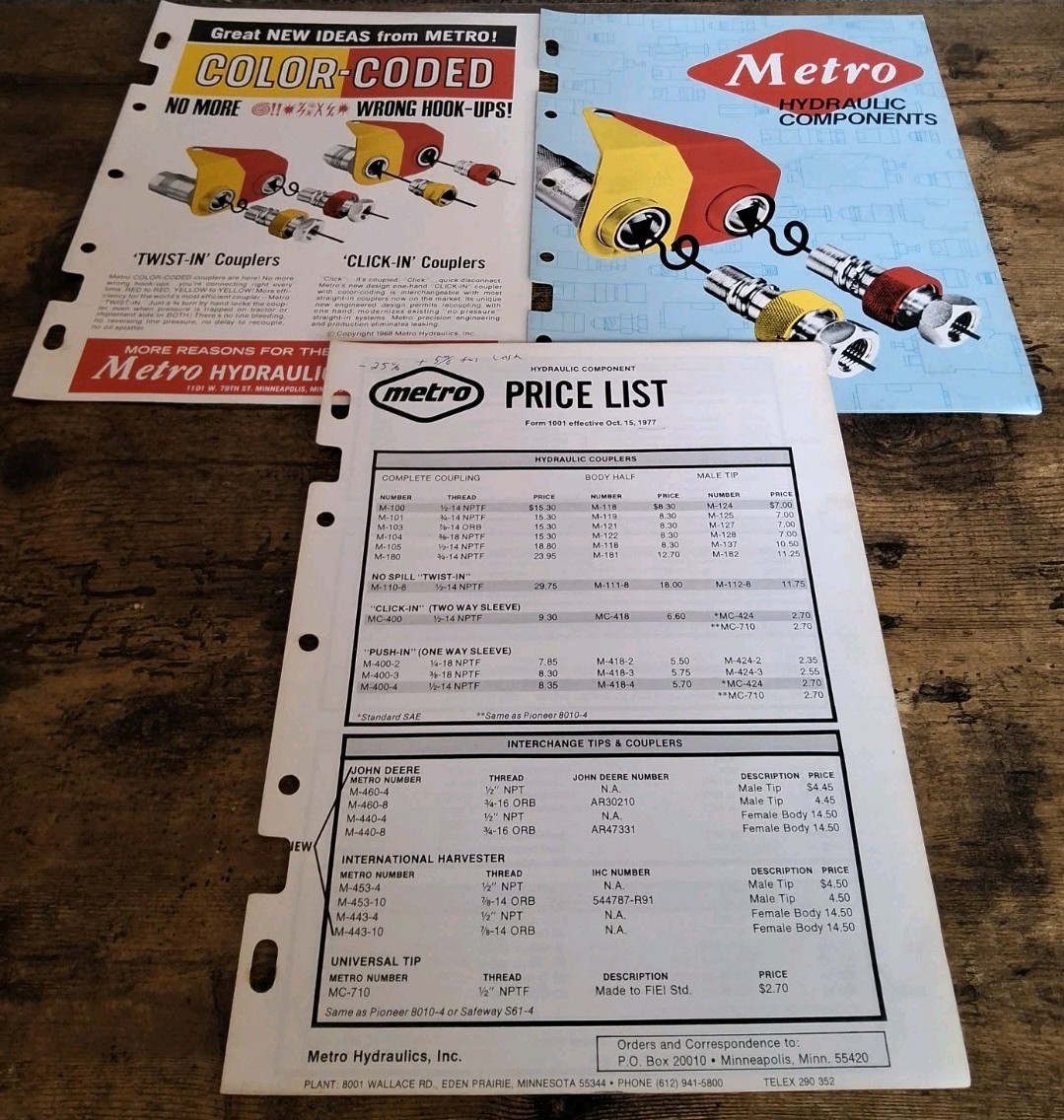 Metro Hydraulic Equipment And Hydraulic Components Brochures And Price List