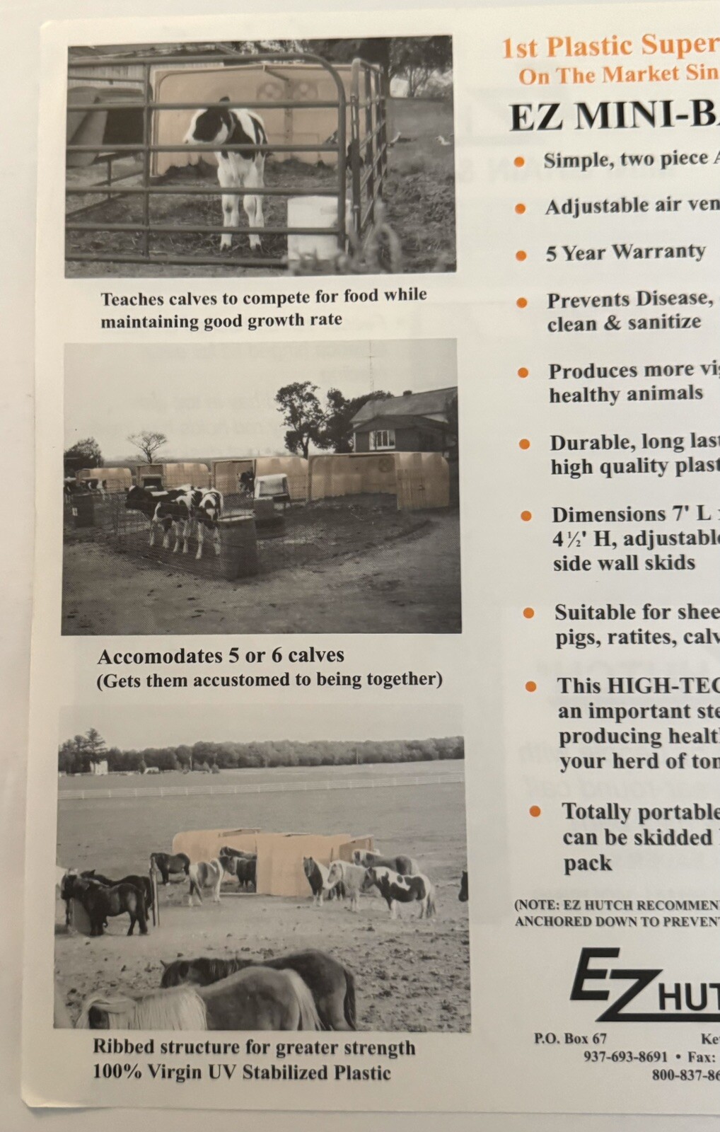 Cattle Ranch 2003 EZ Hutch Mini Grain & Hay Feeders Dealer Sales Brochure 2 Page