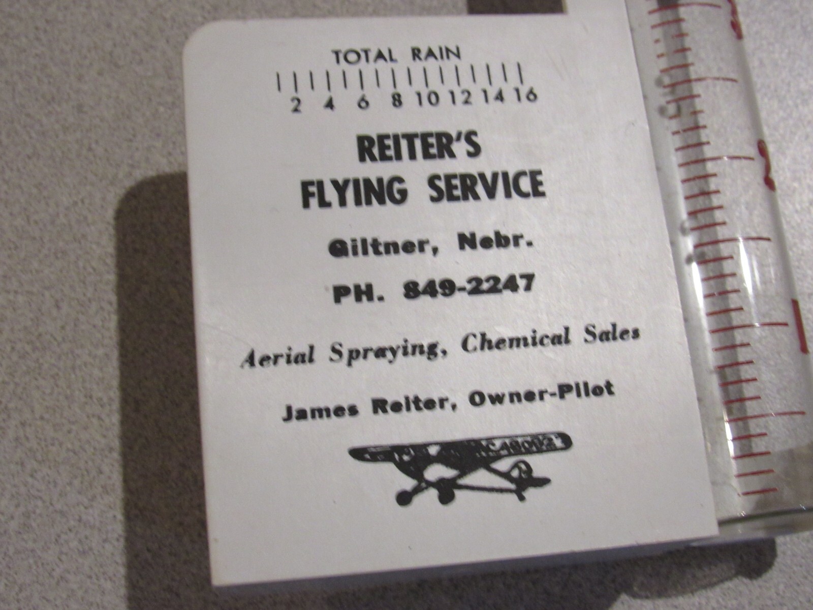 Vintage Reiter&rsquo;s Flying Service Rain Gauge Recorder Glass Farmer Crop Dust Rare