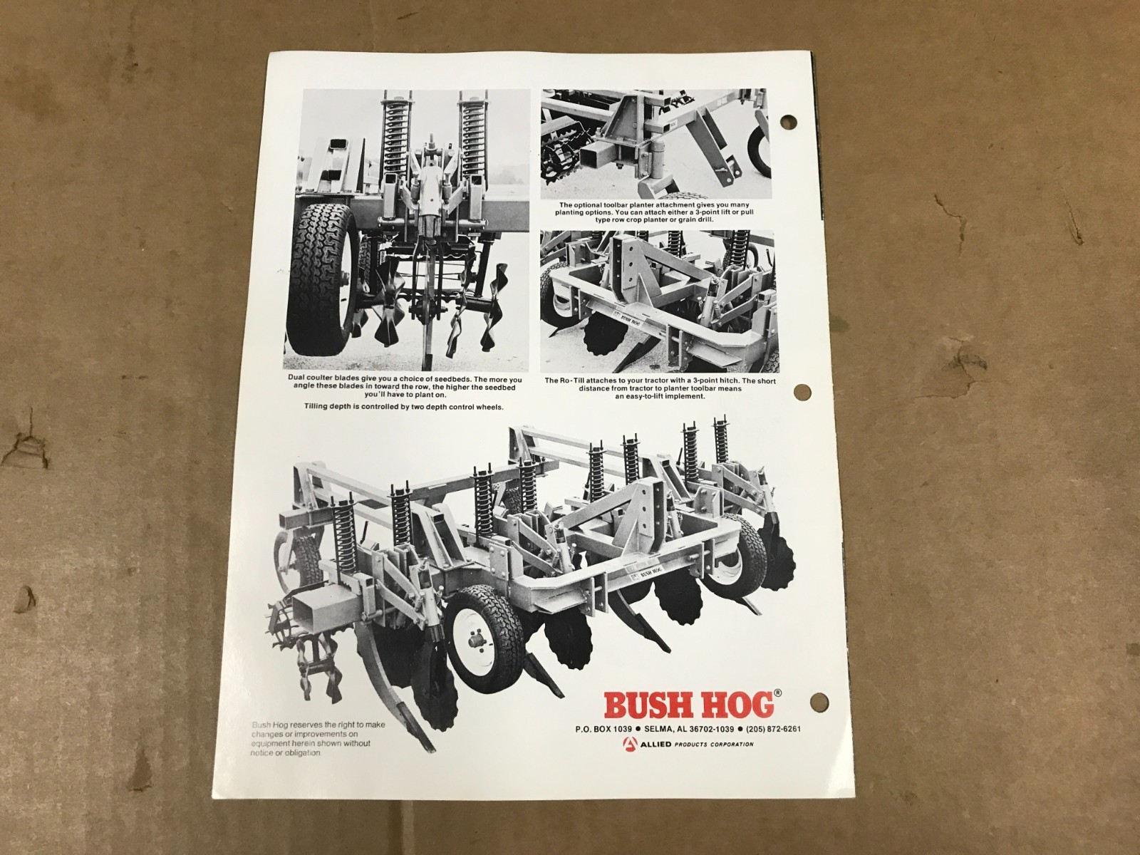 Vintage Bush Hog Ro-Till Salesman Brochure