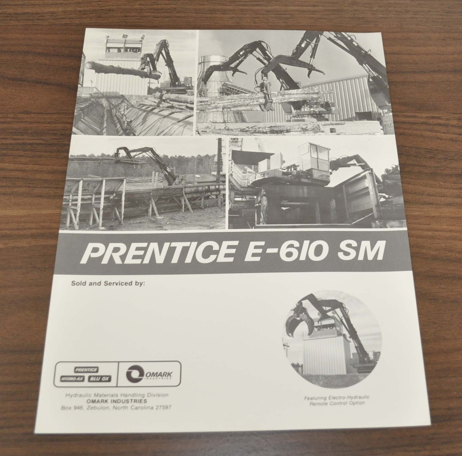 Prentice E-610 SM Logging Truck Hydraulic Crane Specifications Brochure Prospekt