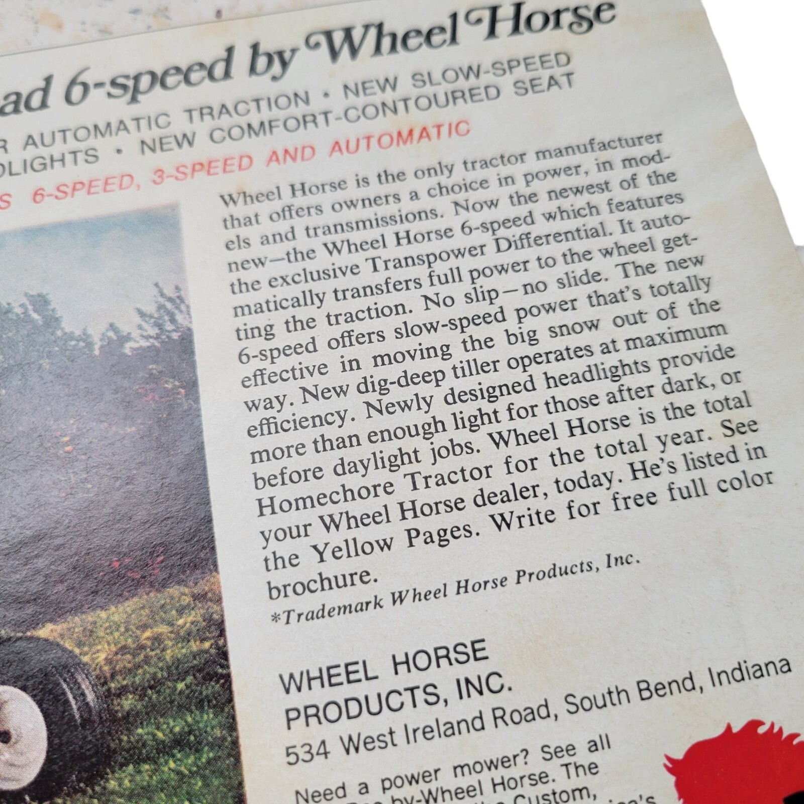 Vtg 60&rsquo;s Wheel Horse Tractor Print AD 6 & 3 Speed Automatic Transpower