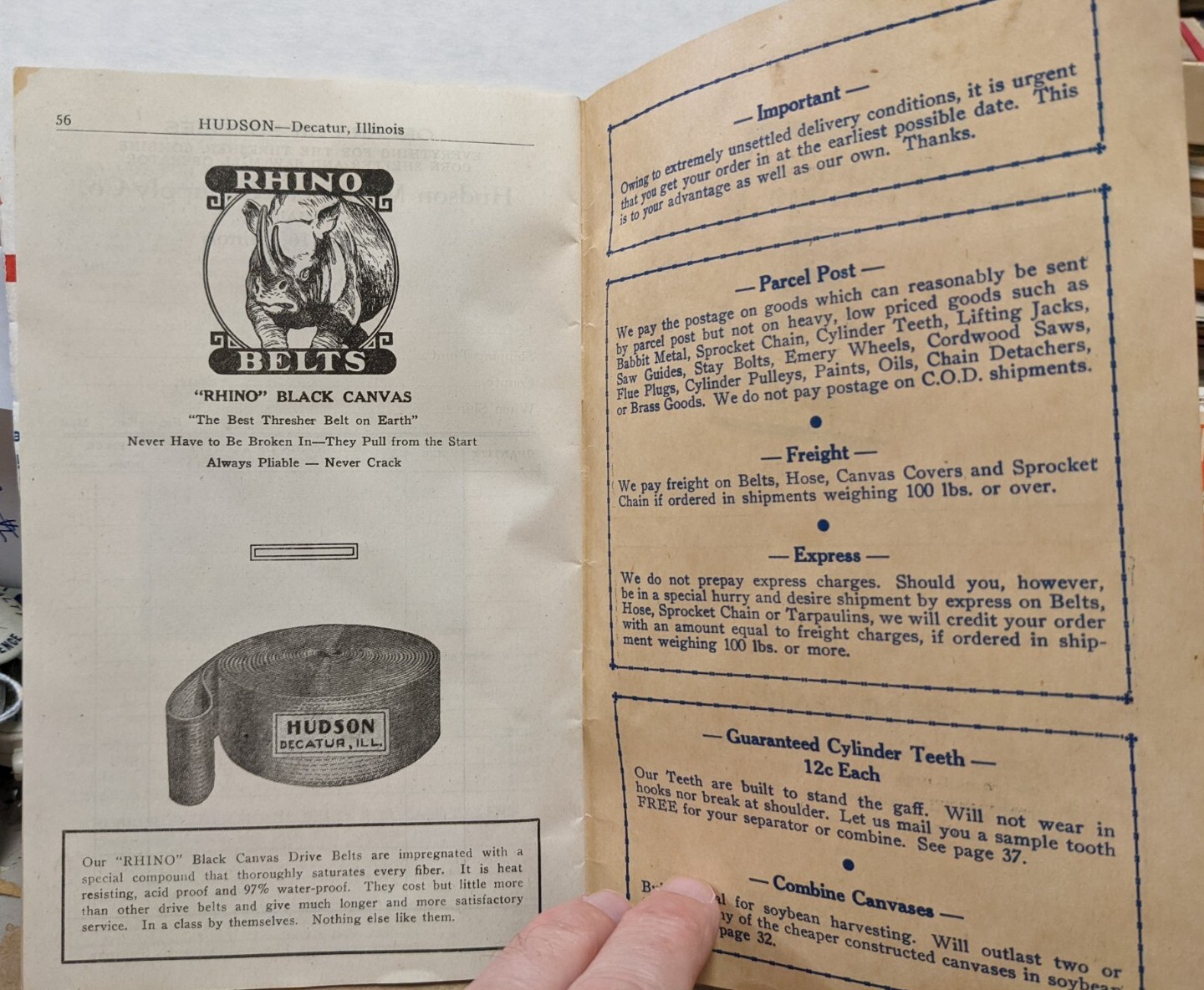 1946 Hudson Machinery & Supply Co Catalog Decatur Illinois IL Thresher Supplies