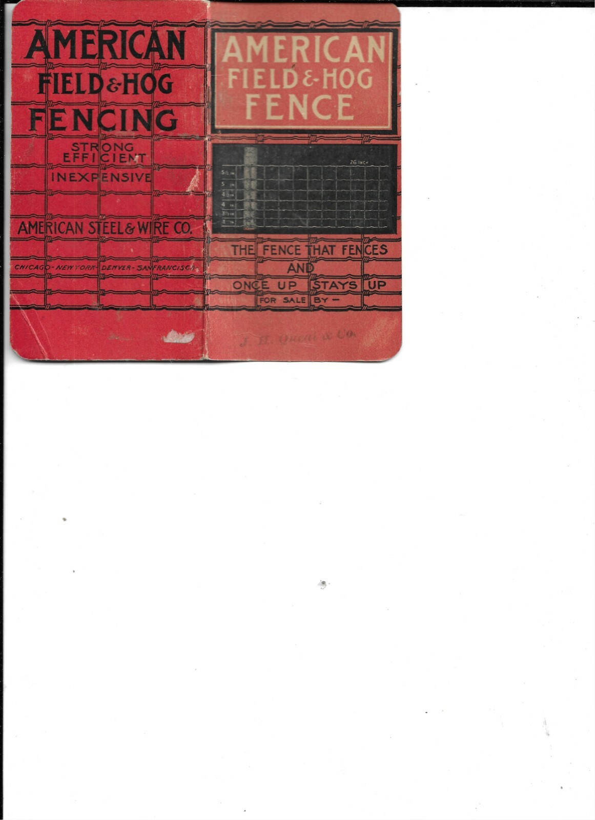 AMERICAN FIEID & HOG FENCE MEMO BOOK INCLUDING 1904 & 1905 CLENDAR