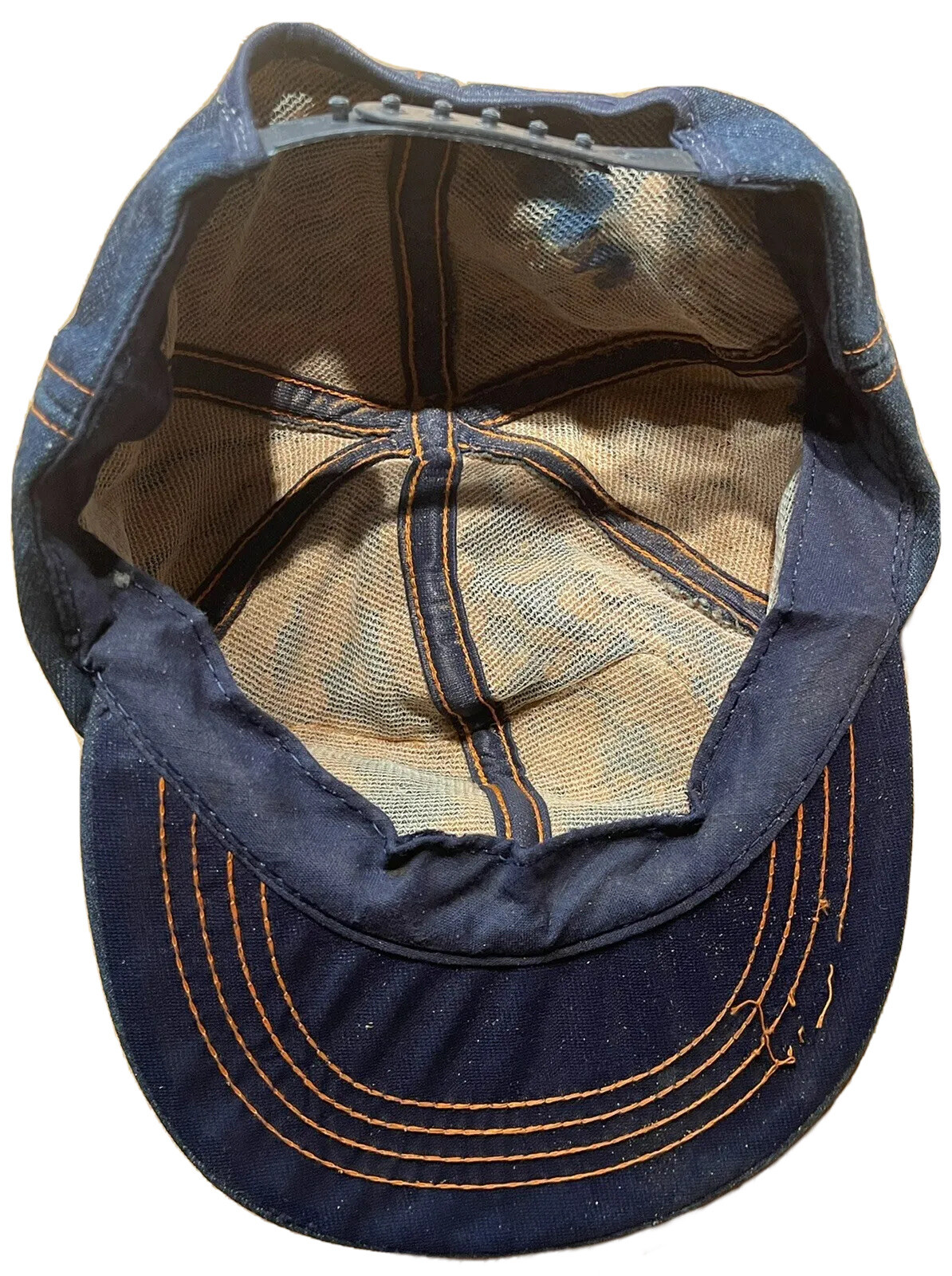 1970s 1980s SUNBURY, NC, ROBERT P. HOLLOWELL BLUE DENIM TRUCKER BASEBALL CAP