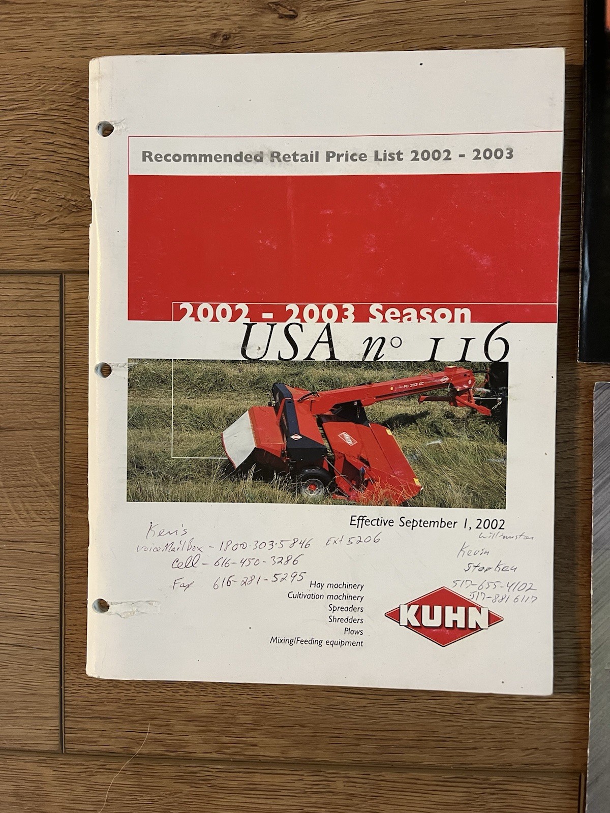 2002-2003 KUHN Farming Retail Price List USA And Farming Brochures