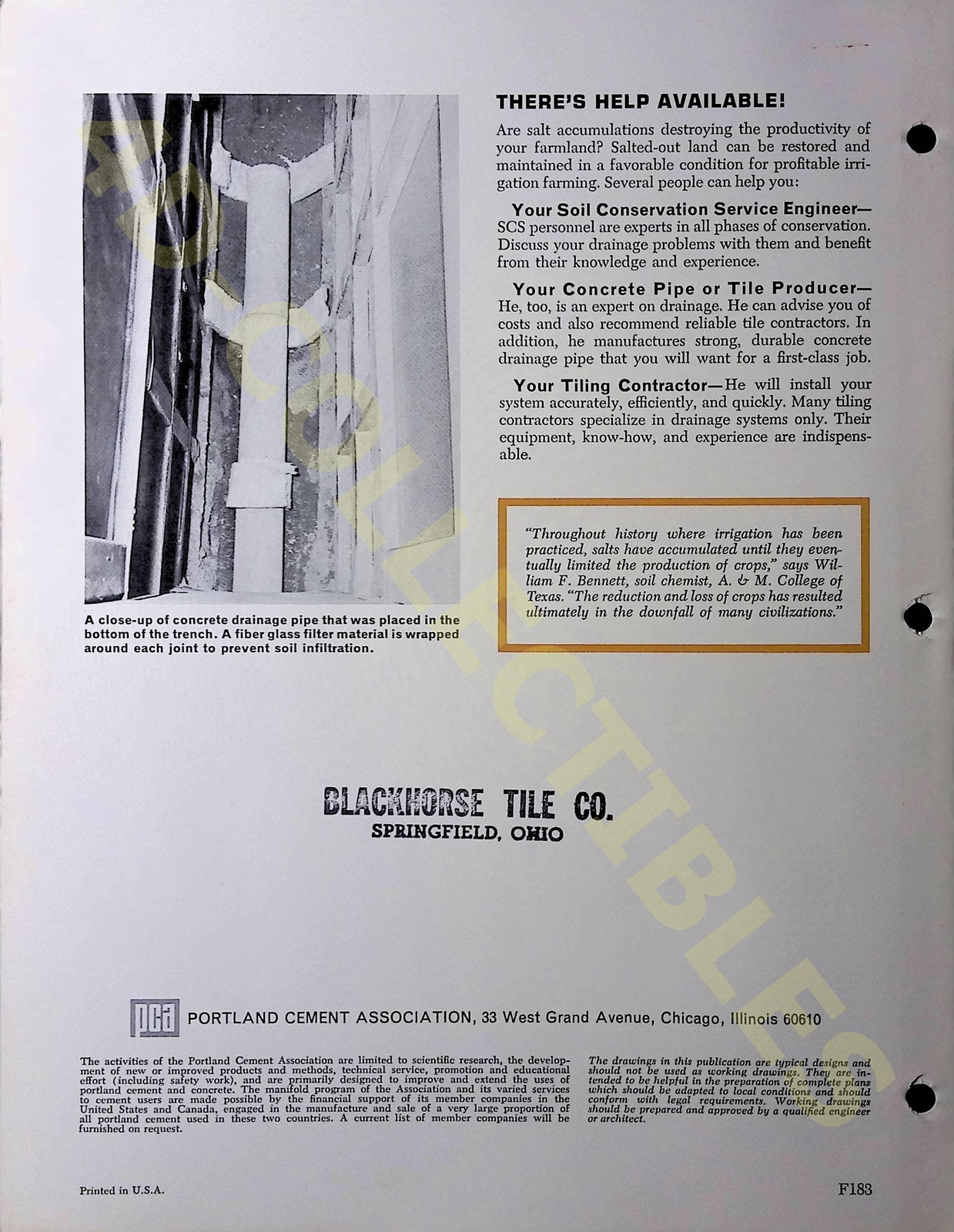 Vintage Farm Brochure 1966 Portland Cement Concert for Agriculture