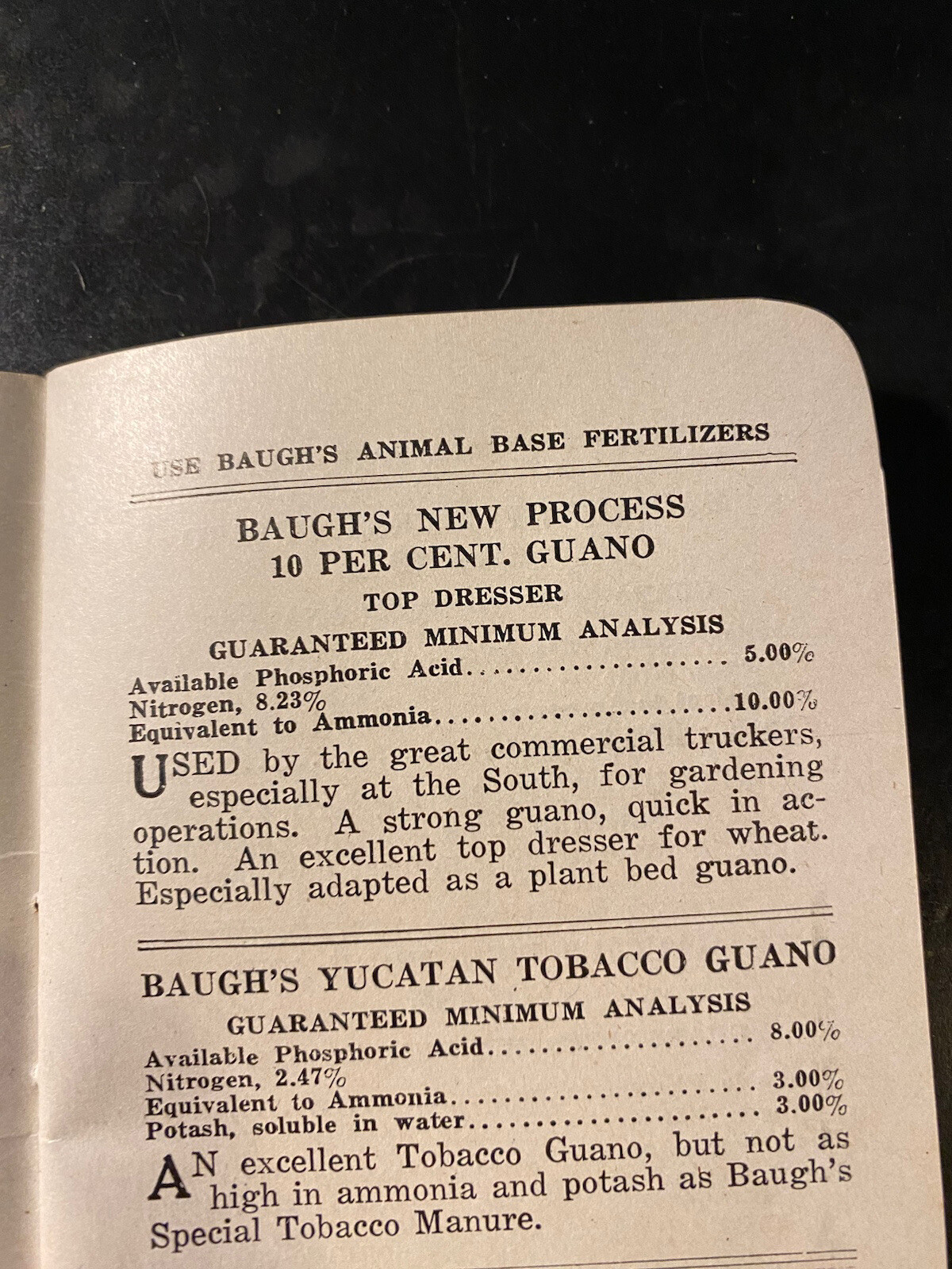 1922 The Baugh & Sons Company Baltimore Maryland Notepad Manure Fertilizer
