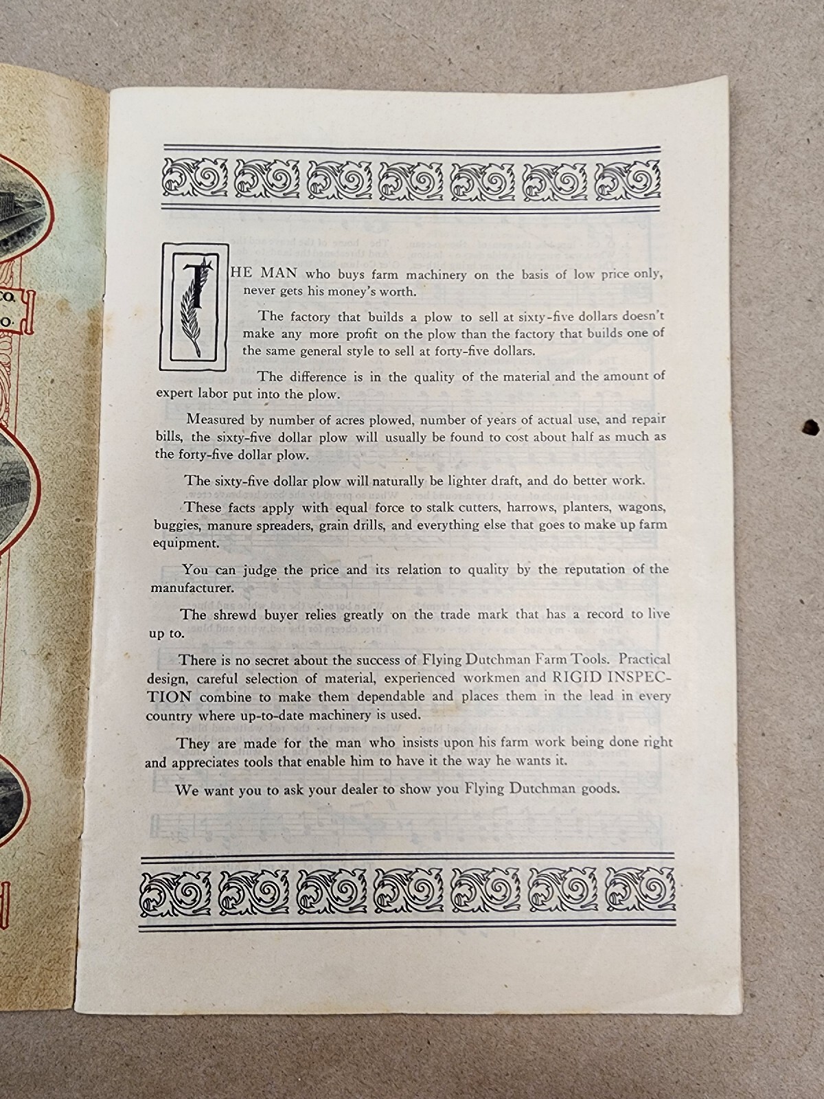 Flying Dutchman Souvenir Song Book Advertising Moline Plow Co Moline, IL