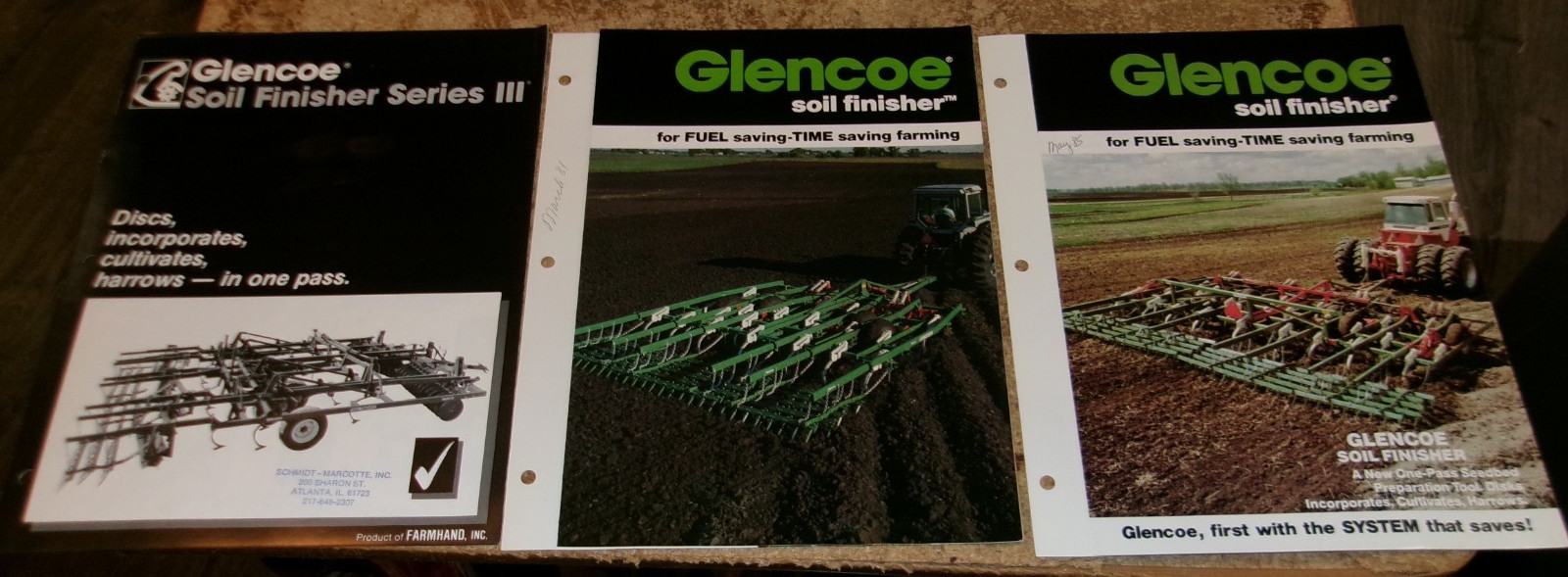 3-lot vintage glencoe soil finisher 2 + 3 page brochures in good shape used