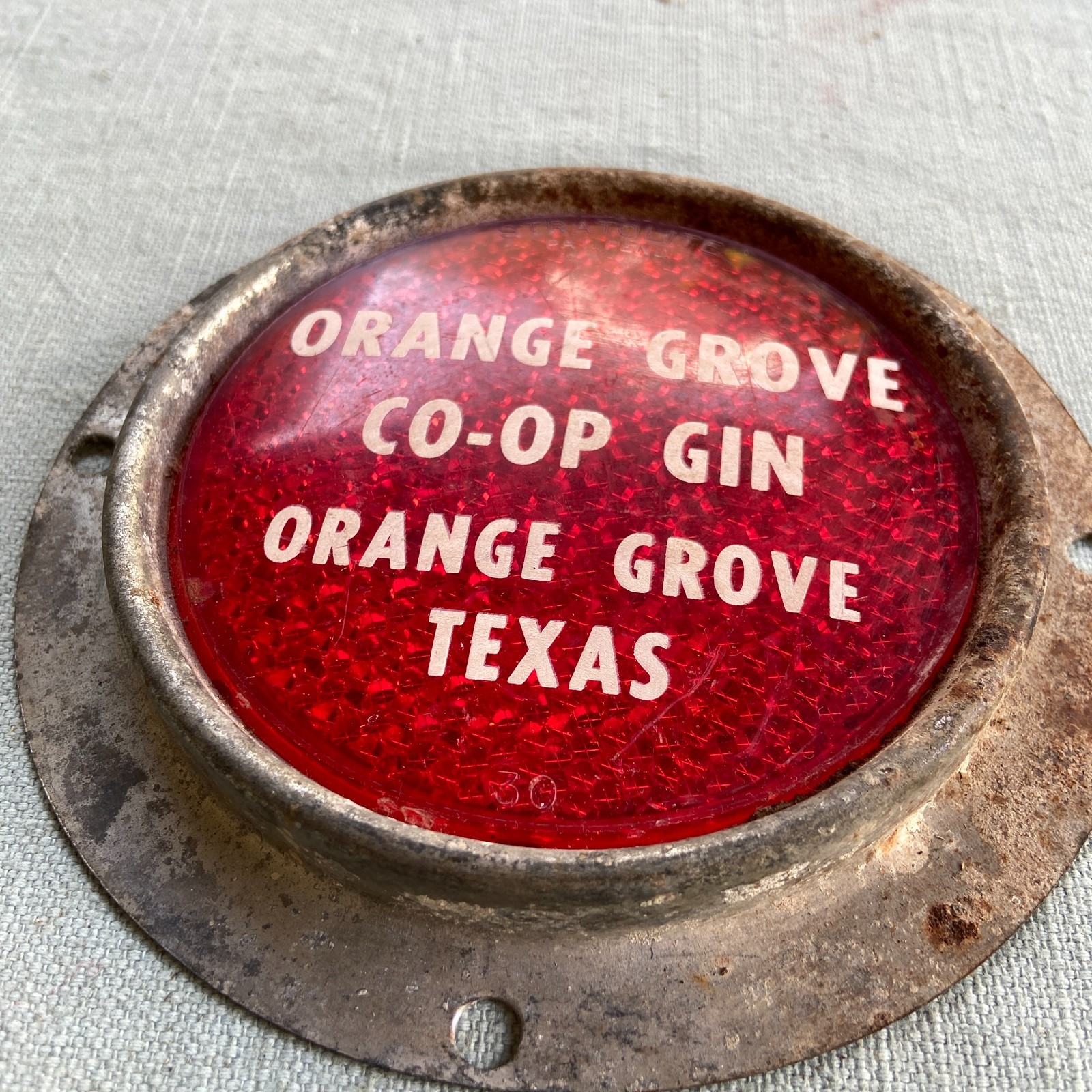 Orange Grove Texas Co-Op Cotton Gin Stratolite Reflector Tractor Truck Red 5.5”