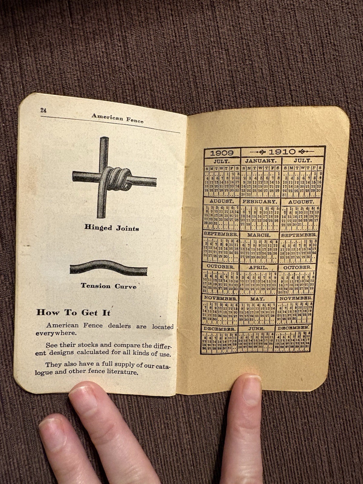 1909 American Fence Memorandum Book American Steel & Wire Co Advertising Catalog