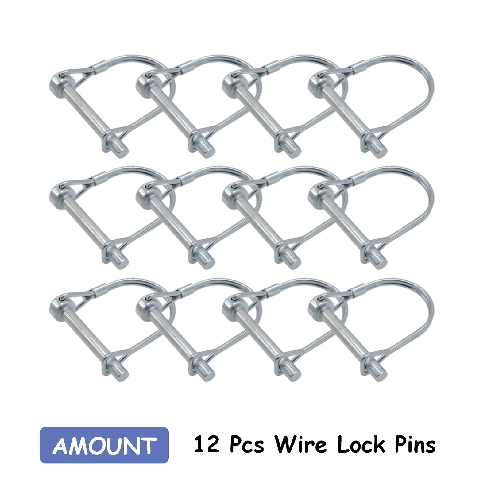 12-Pack Safety Coupler Hitch Pins with Round Loop 1/4 x 1-3/4 Inch | heavy duty