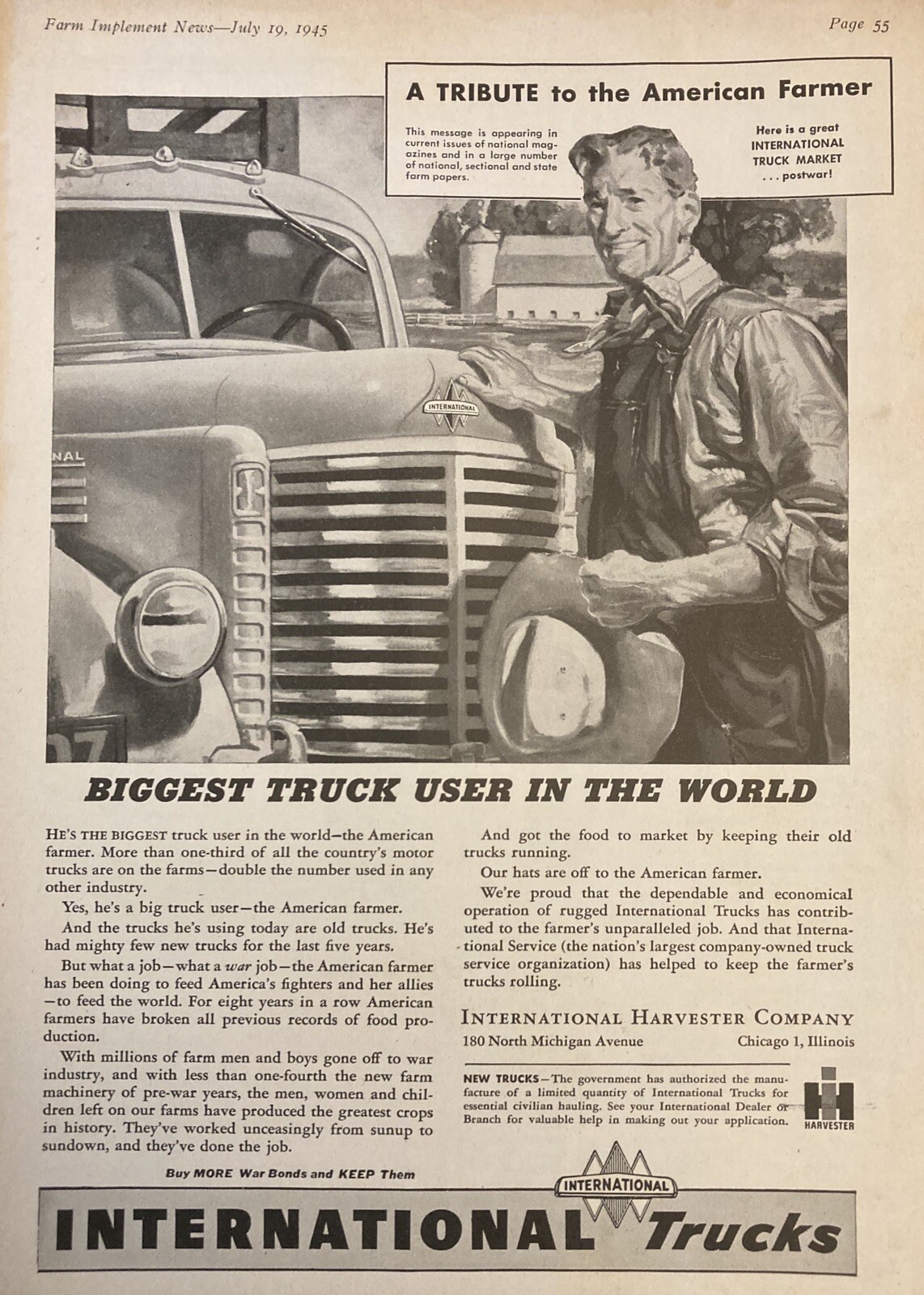 1945 AD.(XF25)~INTERNATIONAL HARVESTER CO. TRIBUTE TO THE AMERICAN FARMER