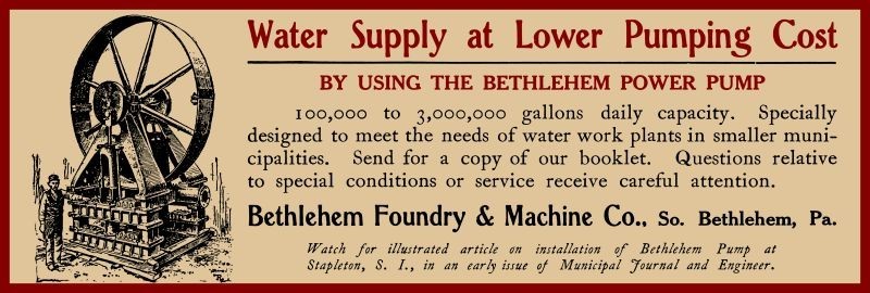 1916 Bethlehem Foundry & Machine Co. Power Pump Metal Sign: 6×18&Prime; Free Shipping