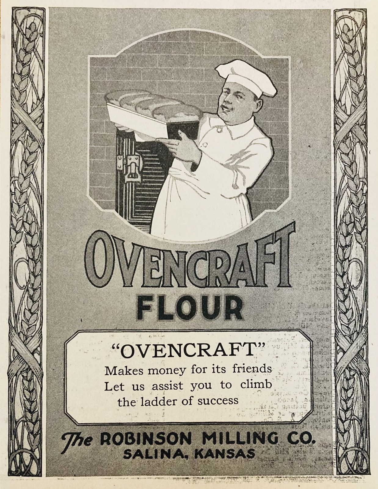 1919 AD.(PC1)~ROBINSON MILLING CO. SALINA, KS. “OVENCRAFT” BRAND FLOUR