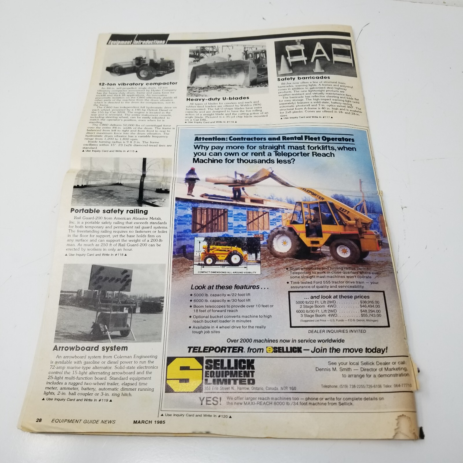 Construction Equipment Guide News March 1985 Hydraulic Excavators