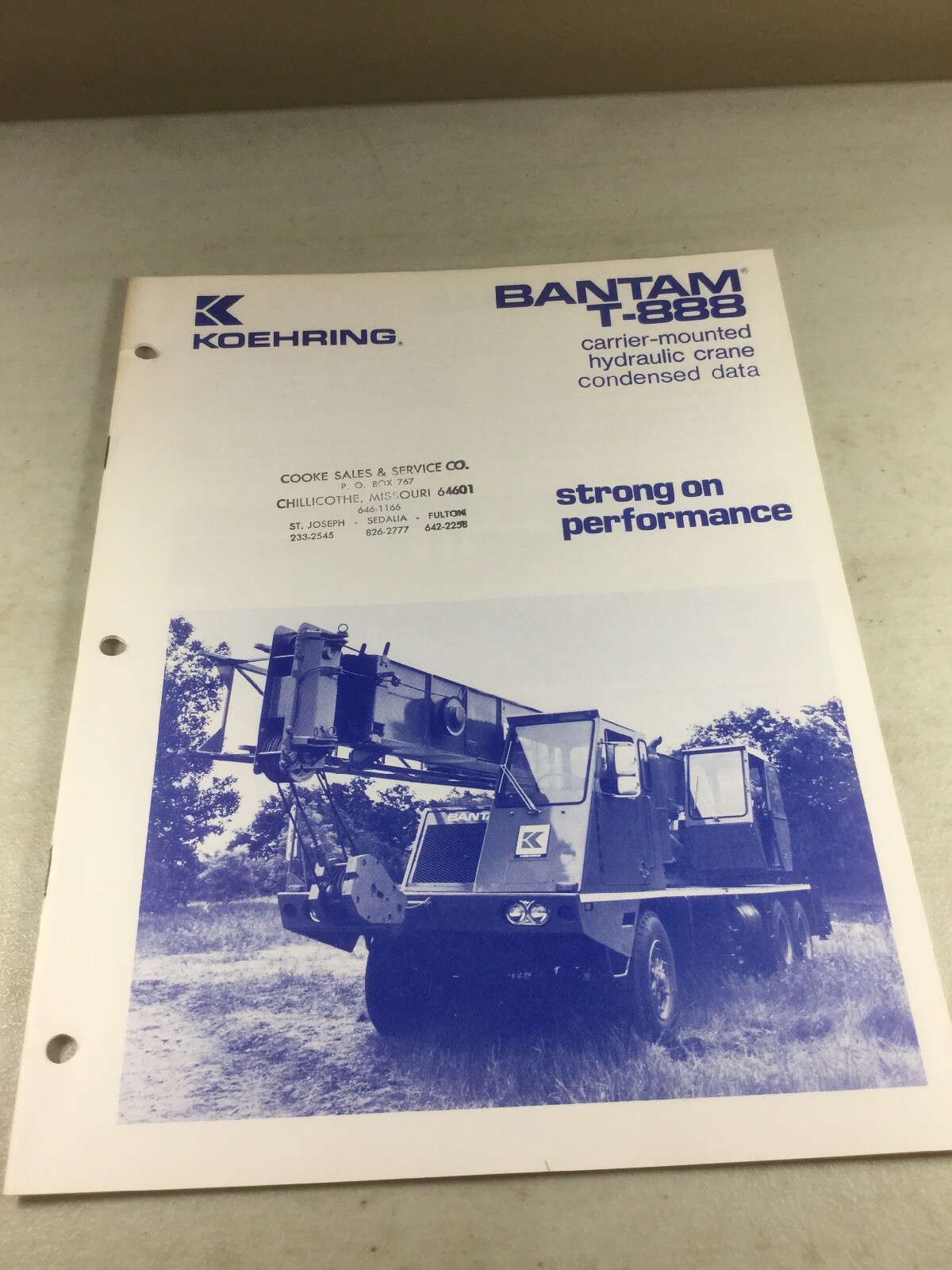 Bantam, Koehring T888 Crane Sales Brochure, Literature