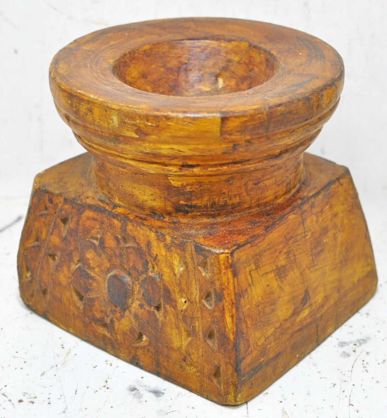 Antique Wooden Agricultural Seed Holder Bijni Original Old Hand Carved