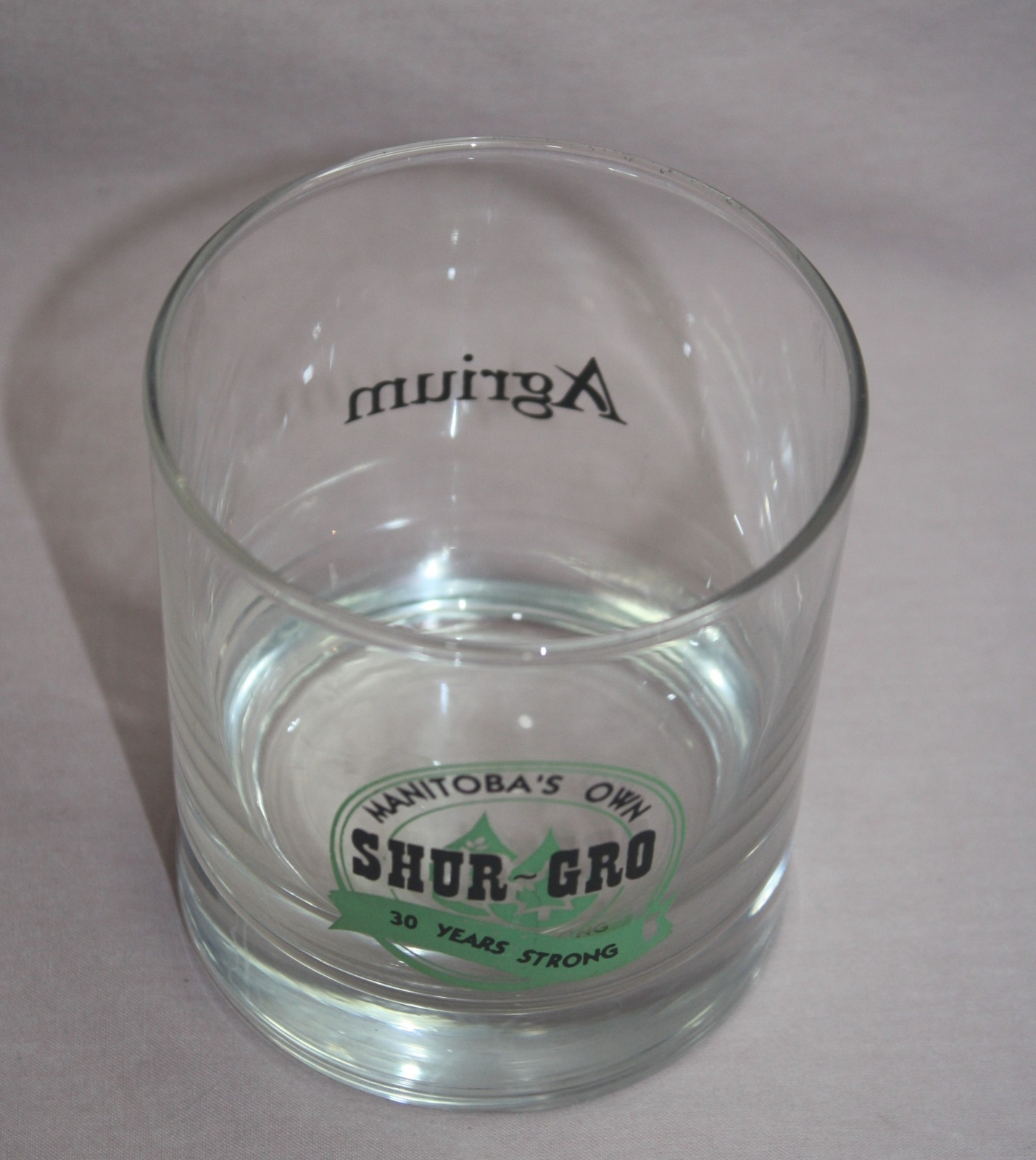 ADVERTISING SHUR GRO AGRIUM DRINKING GLASS MANITOBA&rsquo;S OWN 30 YEARS STRONG