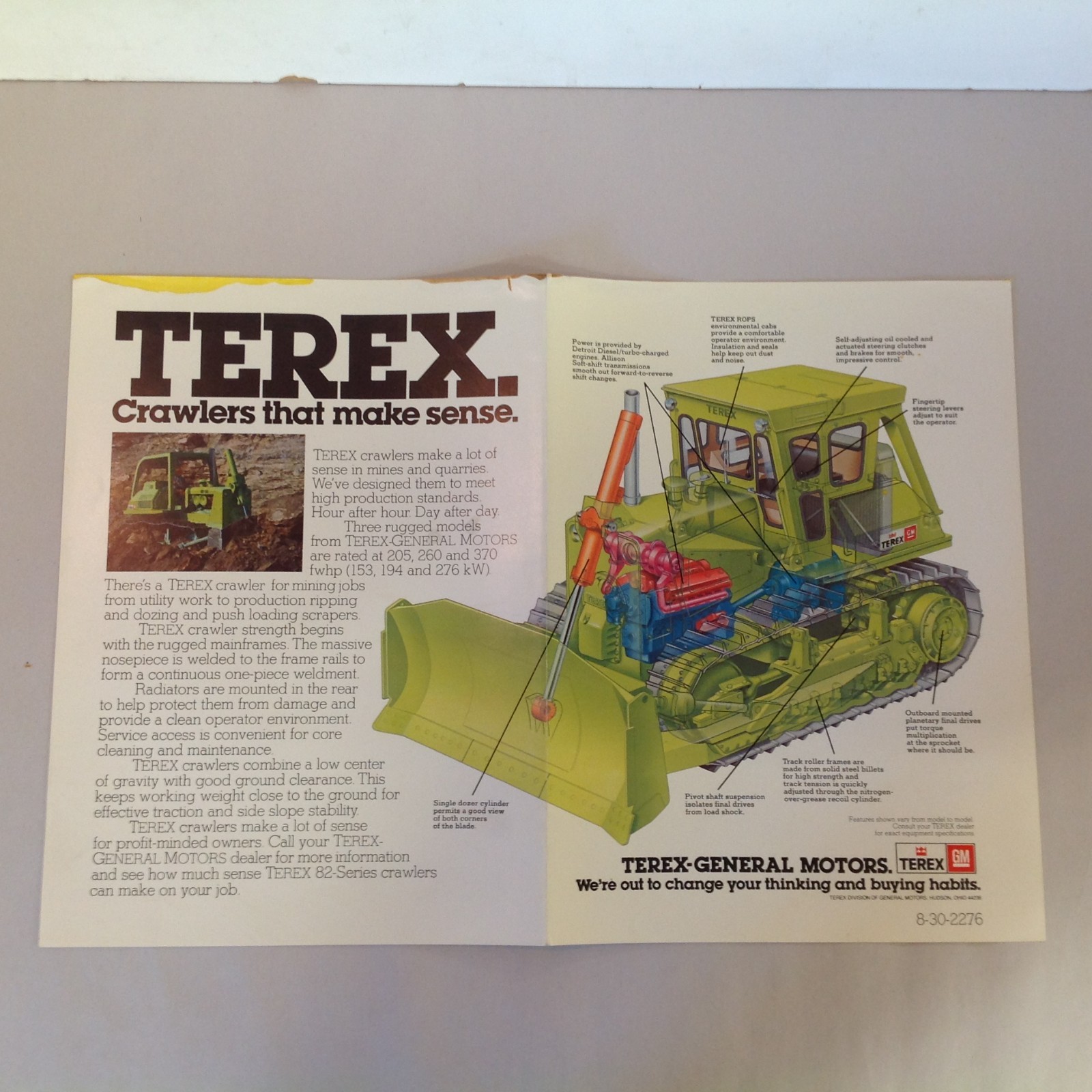Vtg 1978 Terex-General Motors Color Fold Out Brochure Crawlers That Make Sense