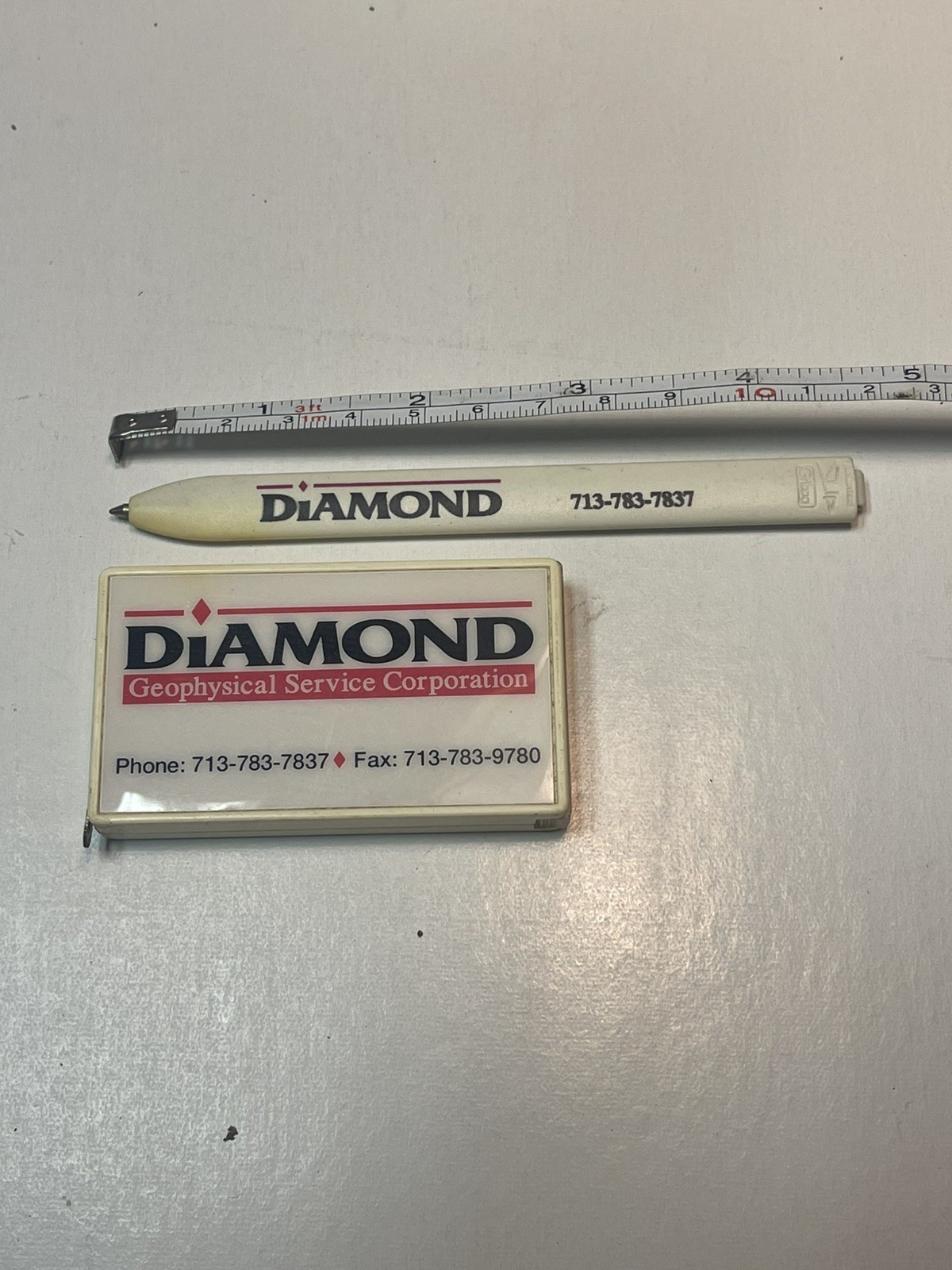 Vintage Diamond Geophysical 3-in-1 Pen Tape Measure Magnifier Houston TX Ad